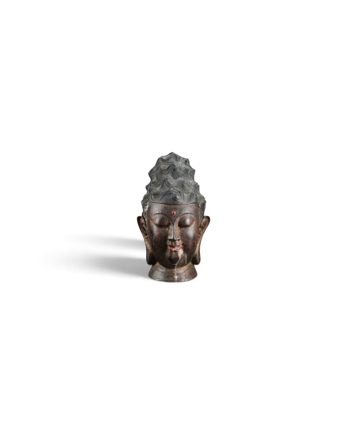 Old China Buddhism Bronze Guanyin Kwan-Yin Guan Yin Buddha Head Statue