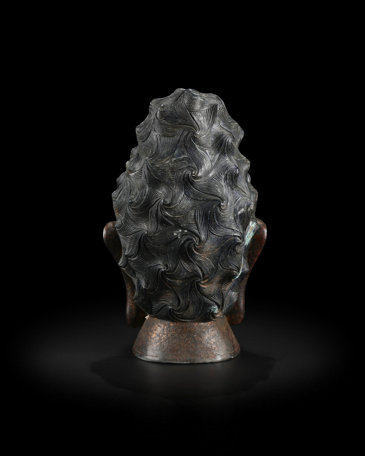 Old China Buddhism Bronze Guanyin Kwan-Yin Guan Yin Buddha Head Statue