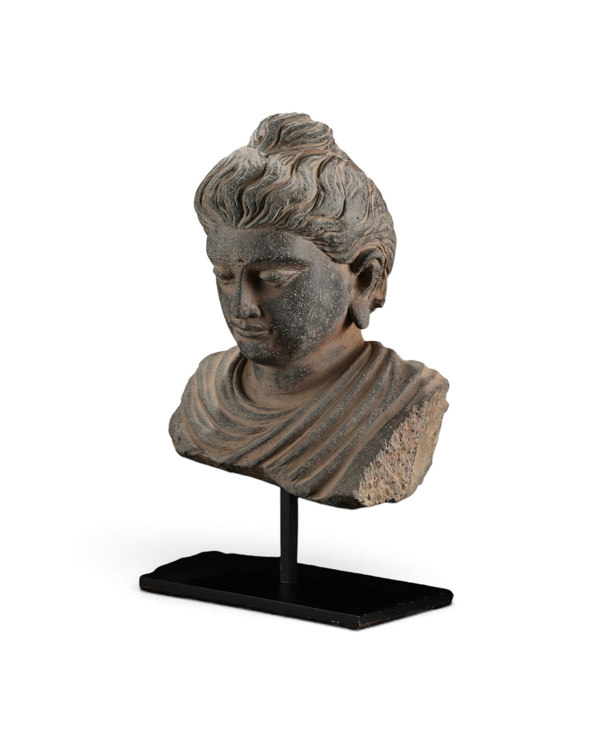 Schist Stone Bust of the Gandhara Buddha