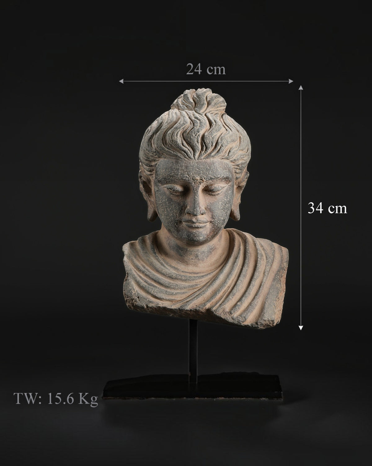 Schist Stone Bust of the Gandhara Buddha