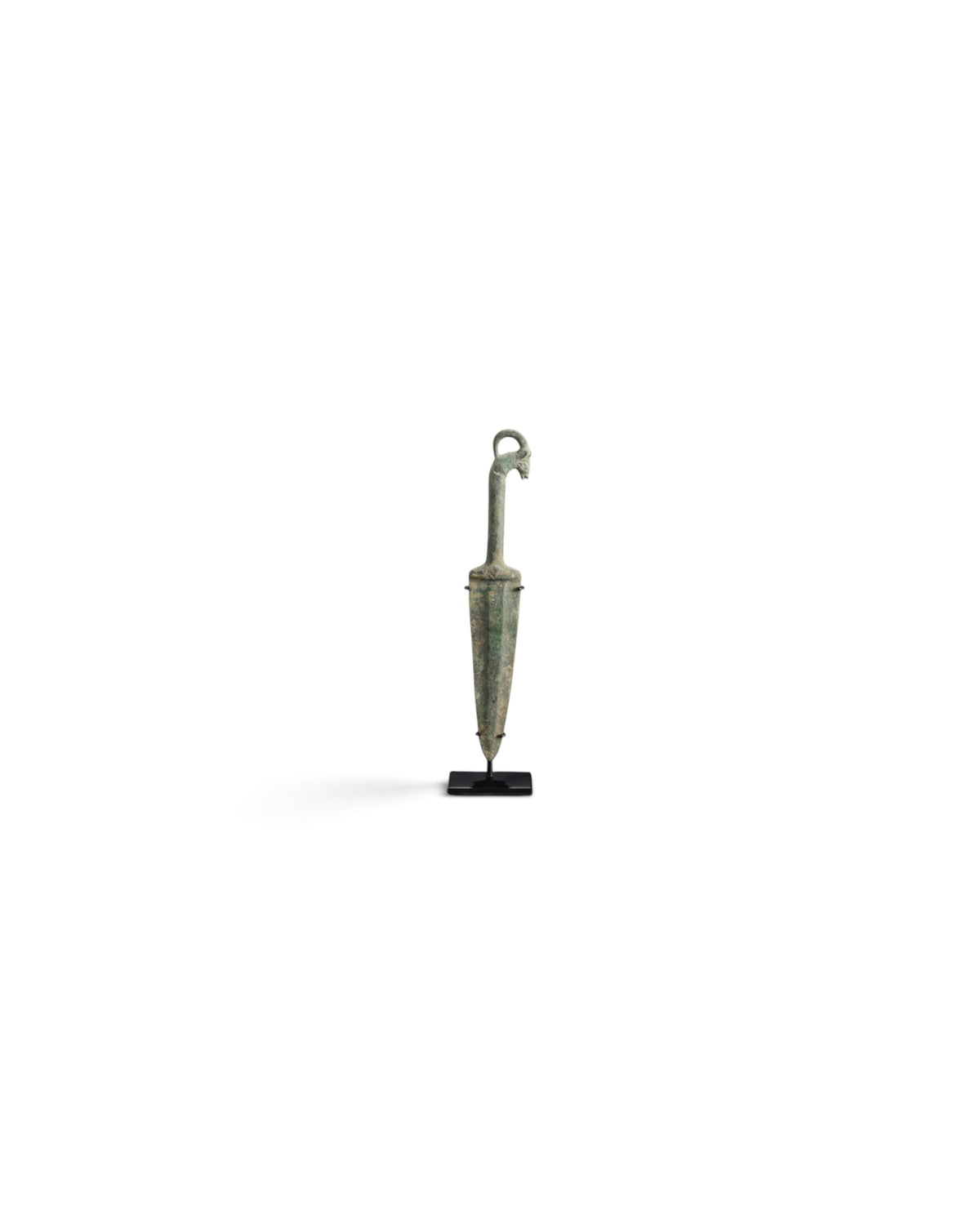 Ancient Luristan Bronze Dagger with Goat Head Handle