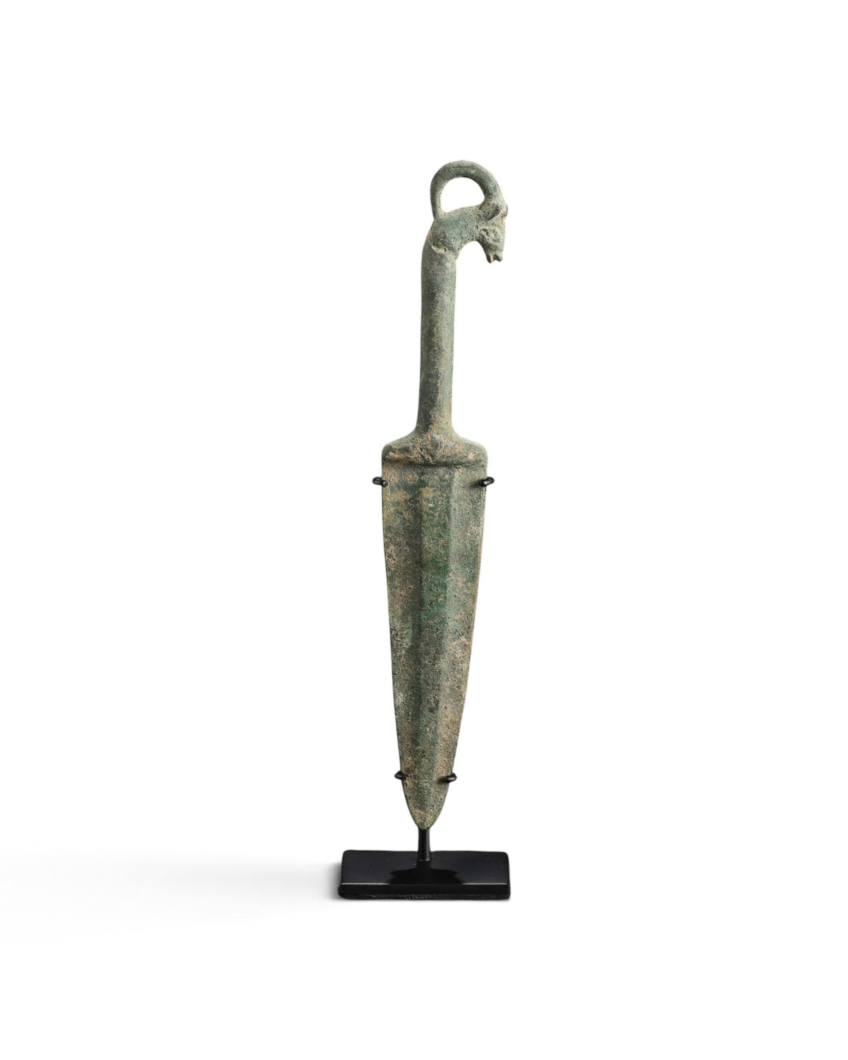 Ancient Luristan Bronze Dagger with Goat Head Handle