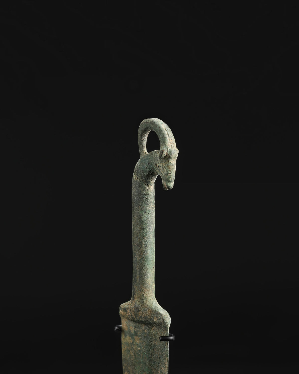 Ancient Luristan Bronze Dagger with Goat Head Handle
