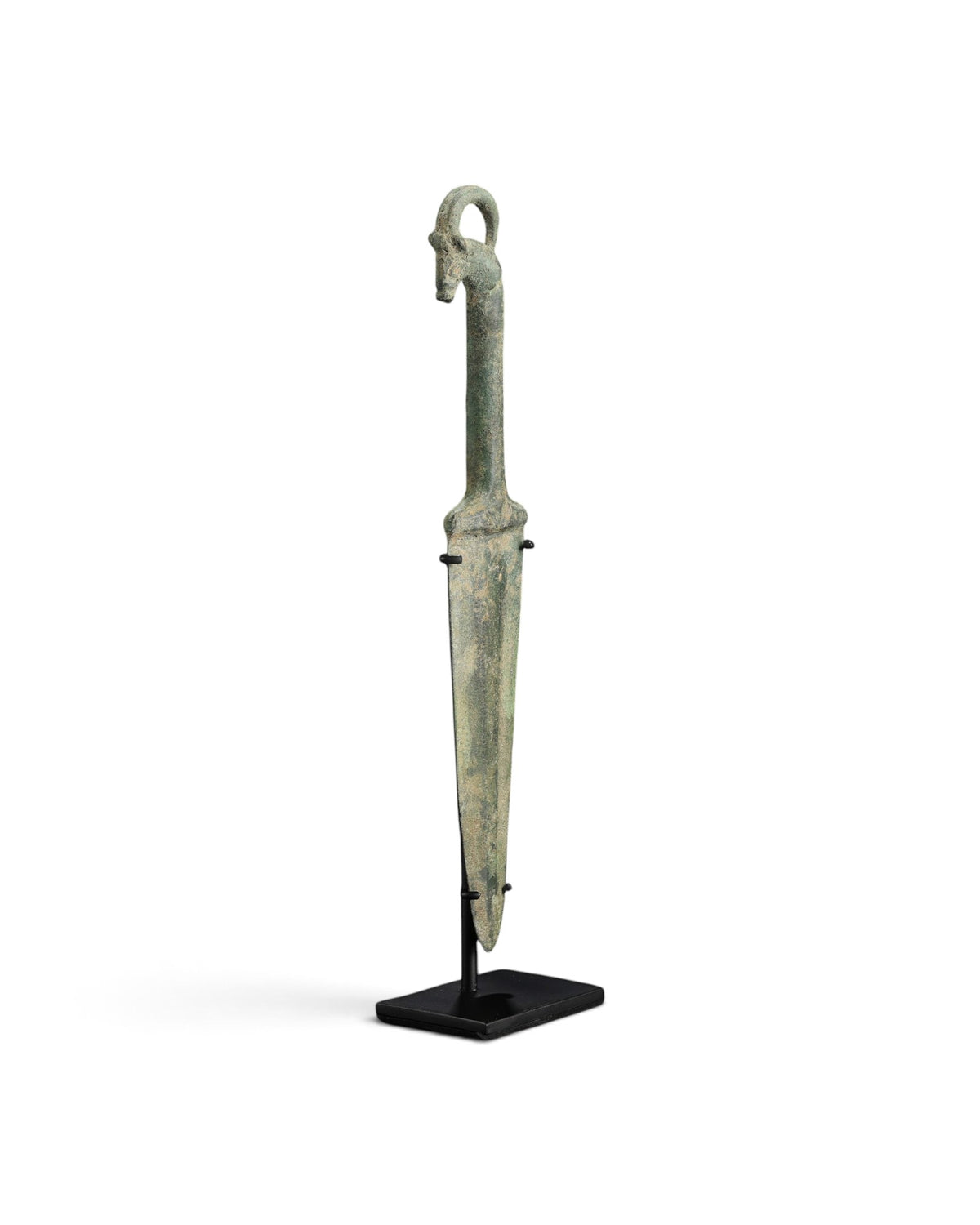 Ancient Luristan Bronze Dagger with Goat Head Handle