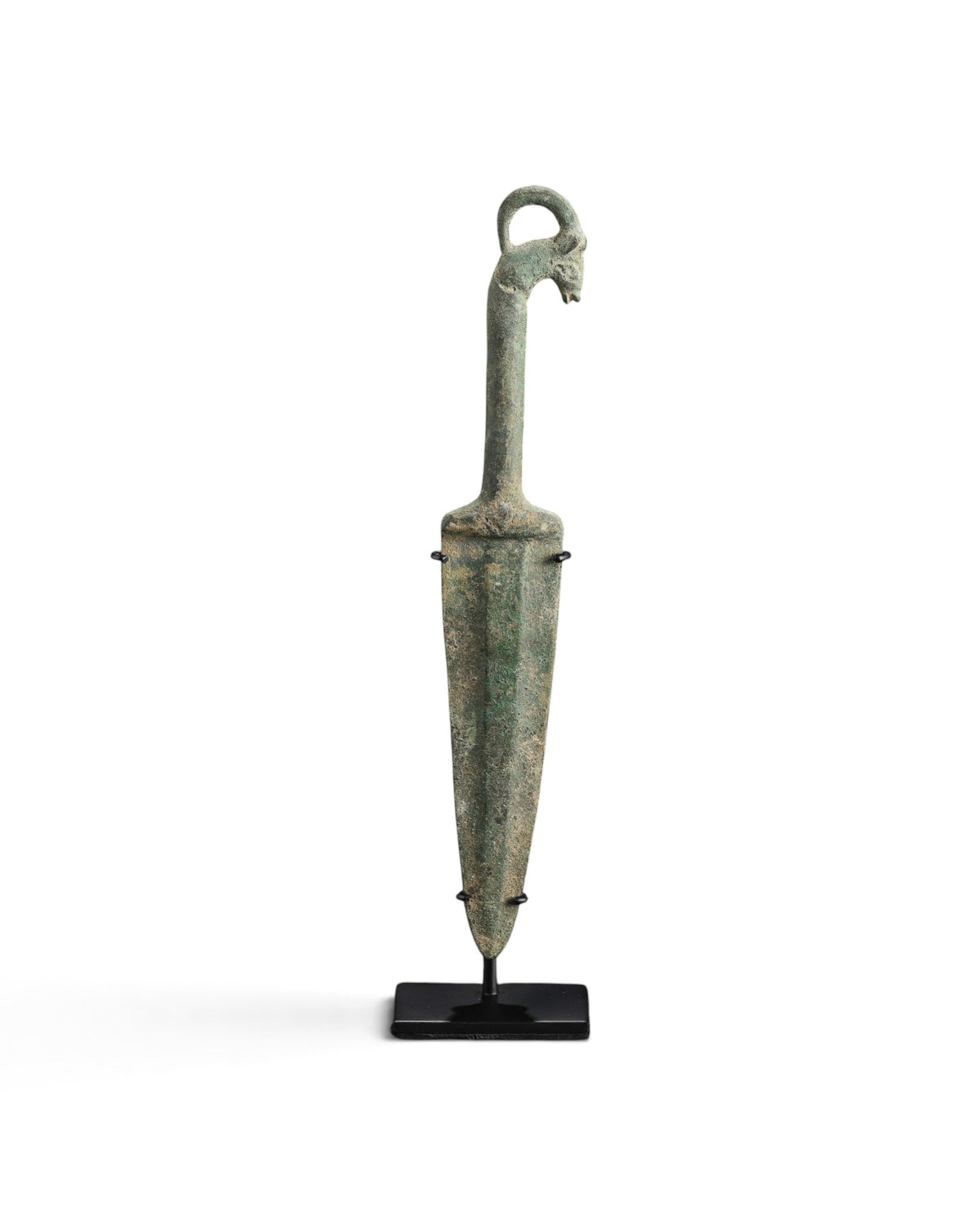 Ancient Luristan Bronze Dagger with Goat Head Handle