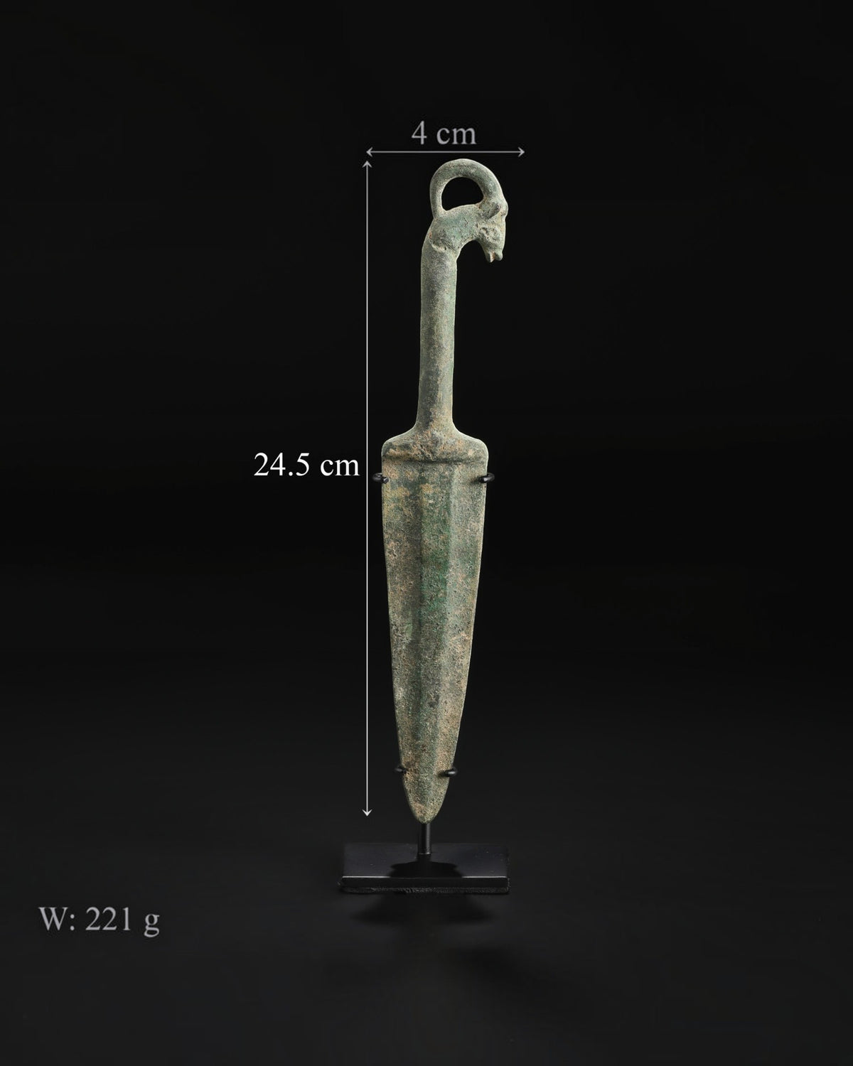 Ancient Luristan Bronze Dagger with Goat Head Handle