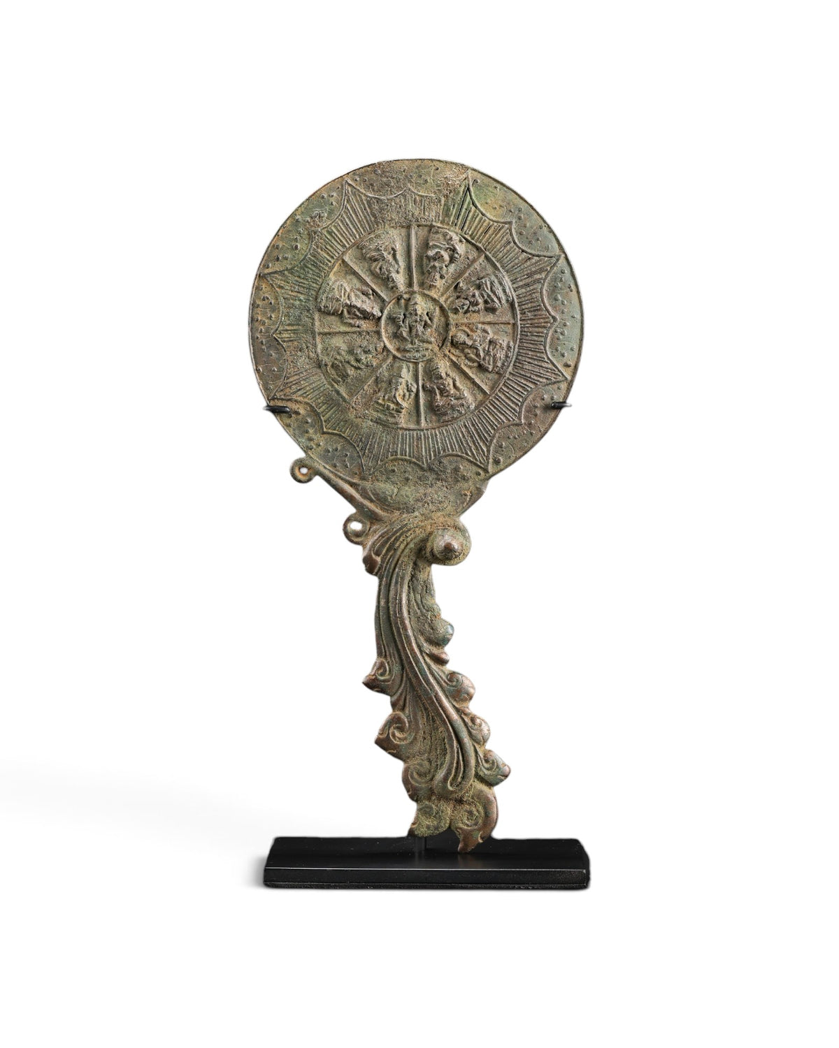 Old Himalayan Bronze Mirror Antiquities Pala Art
