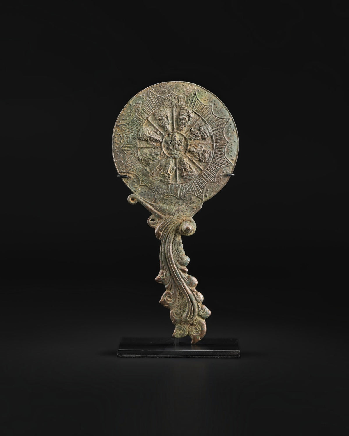 Old Himalayan Bronze Mirror Antiquities Pala Art