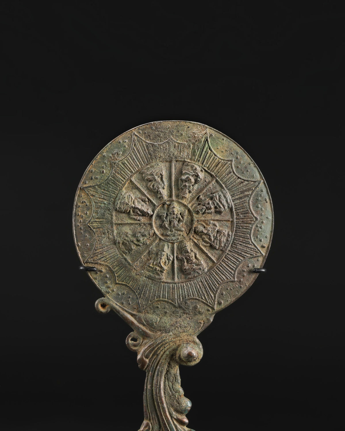 Old Himalayan Bronze Mirror Antiquities Pala Art