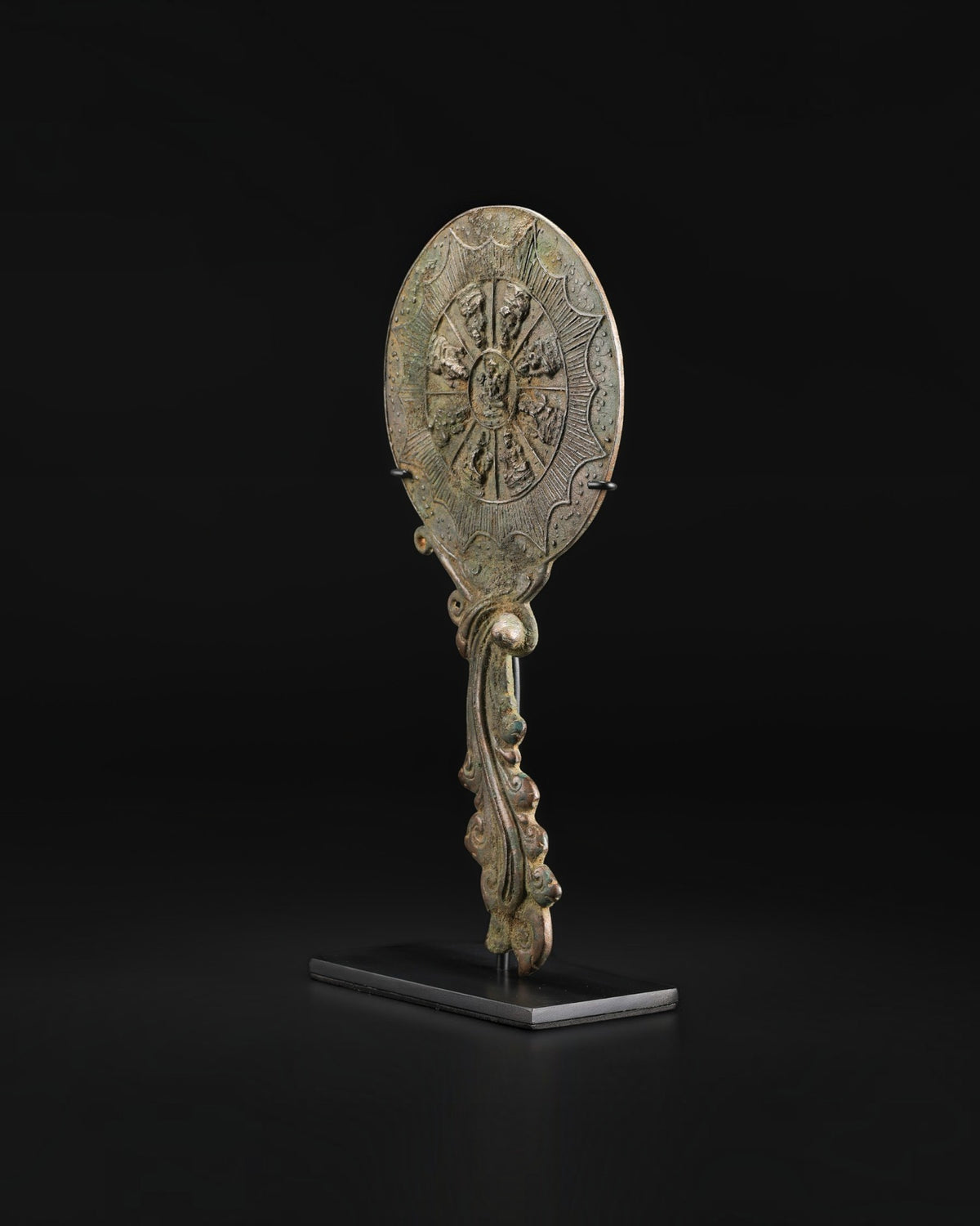 Old Himalayan Bronze Mirror Antiquities Pala Art