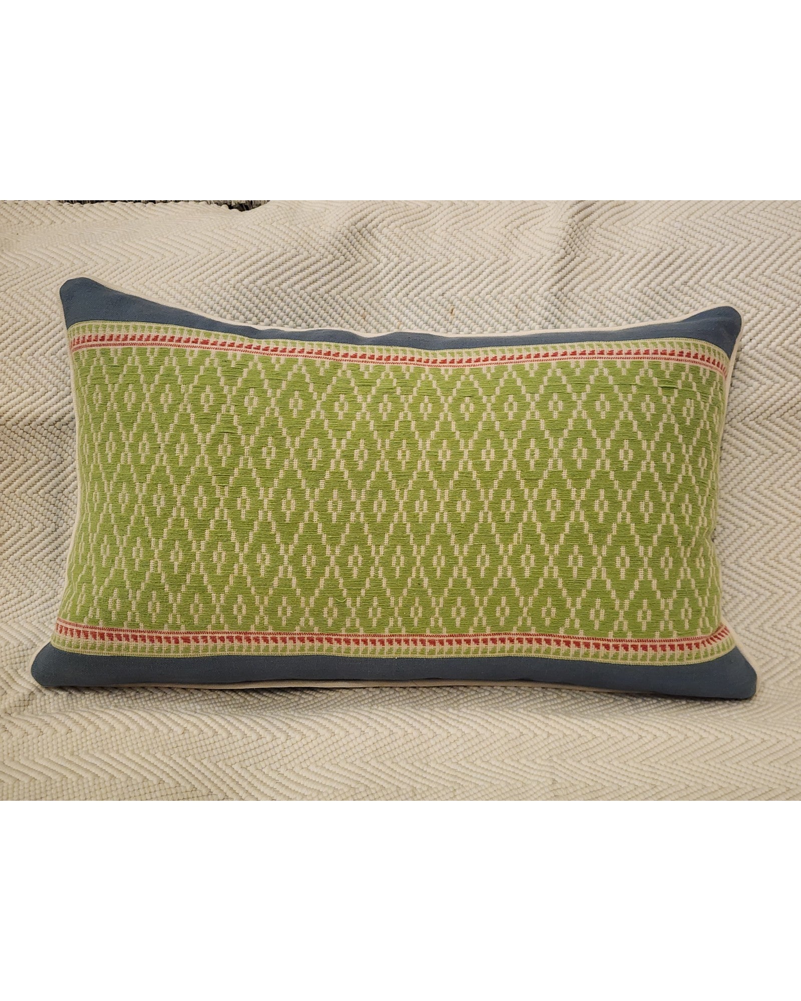 Heritage Khit Diamond Cushion -  Jasmine Green