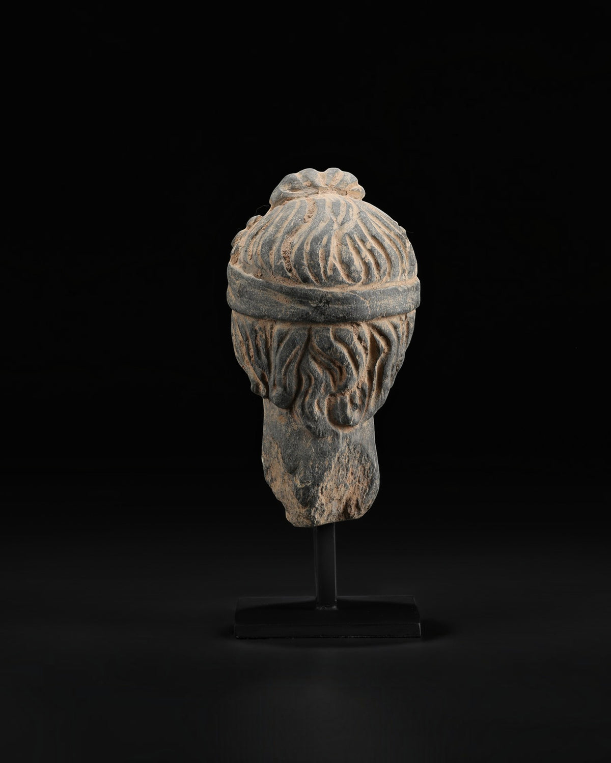 Antique Gandharan Schist Head of a Bodhisattva