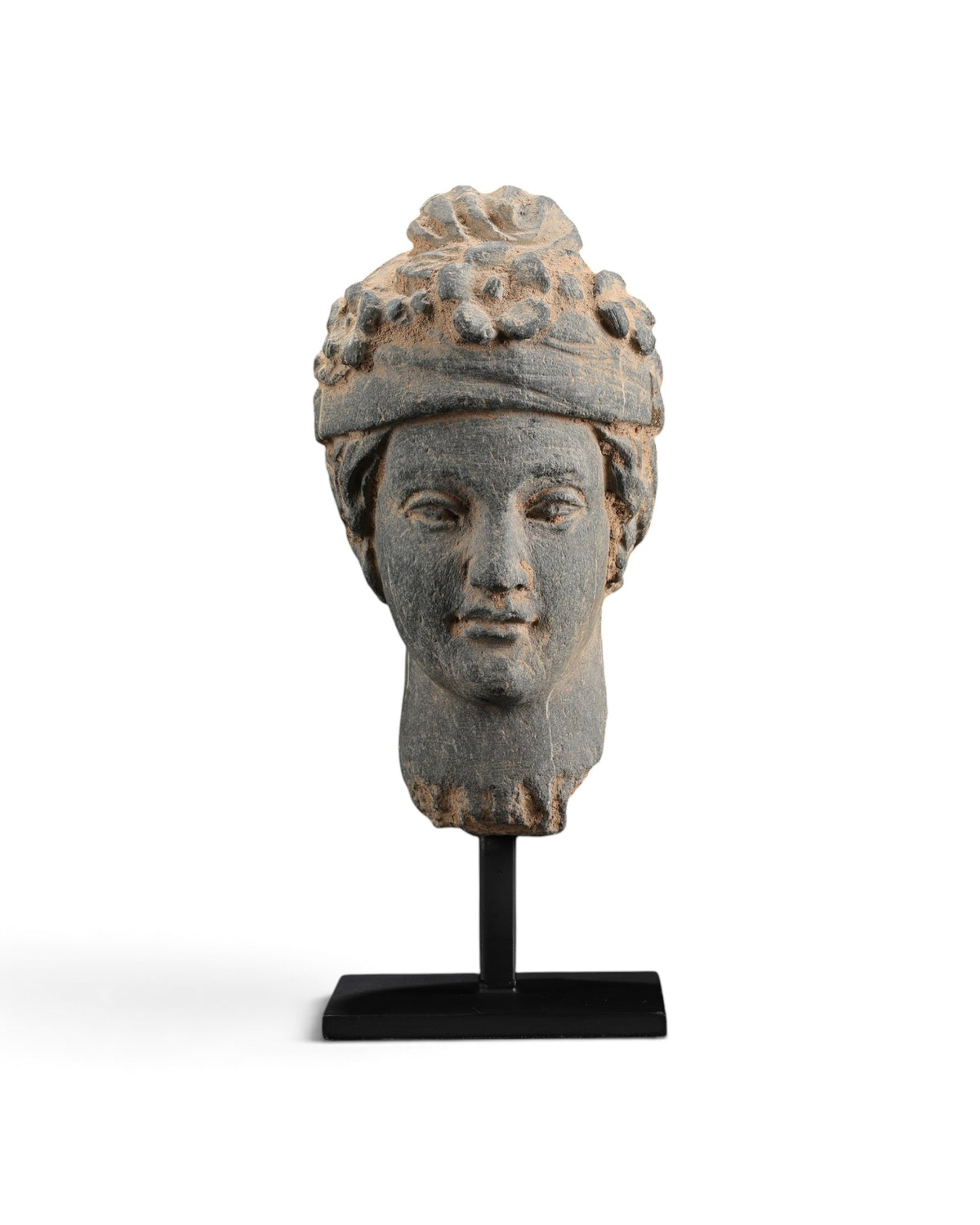 Antique Gandharan Schist Head of a Bodhisattva