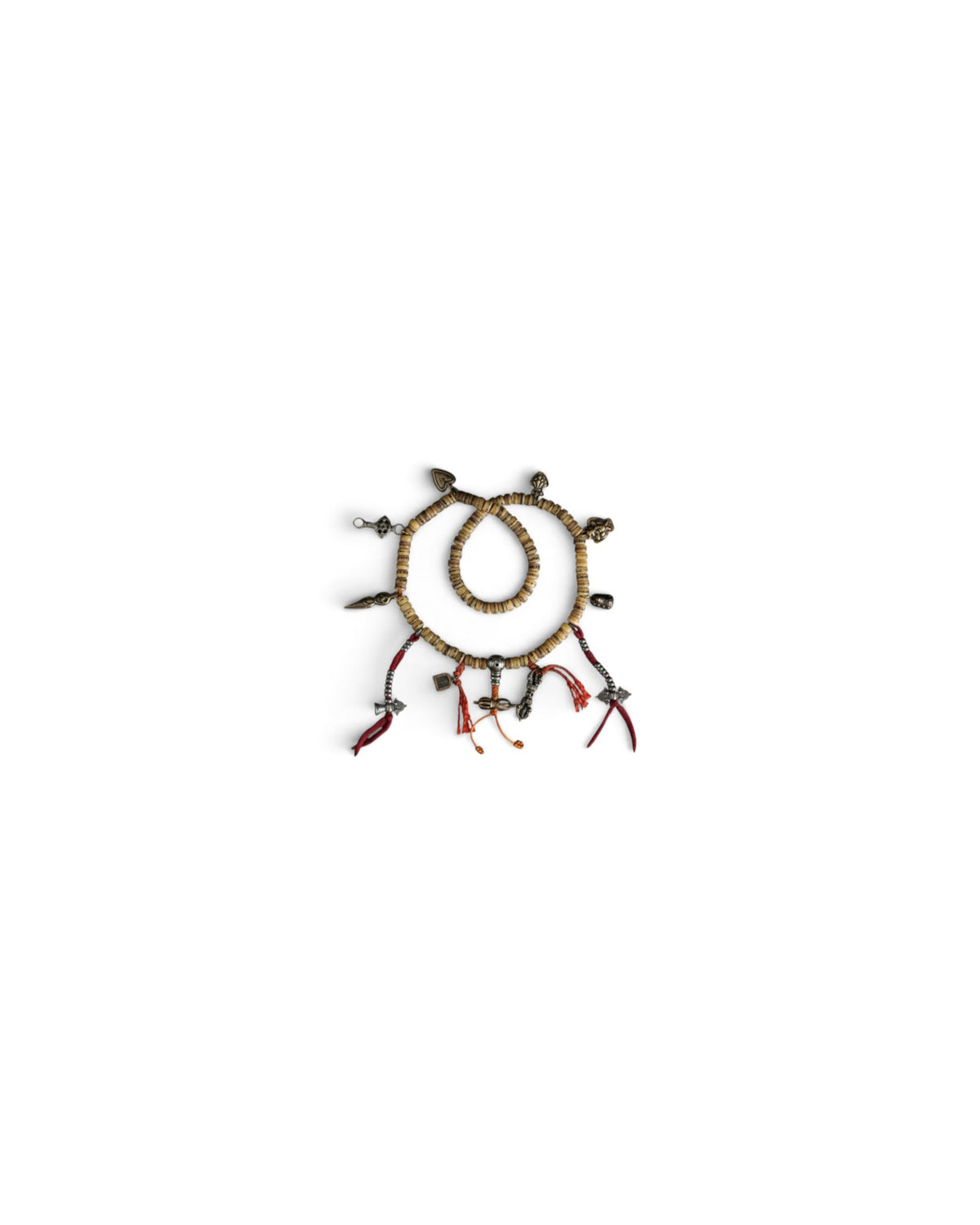 Tibetan Buddhism Mala Bone Prayer Beads Counter with Protective Amulets