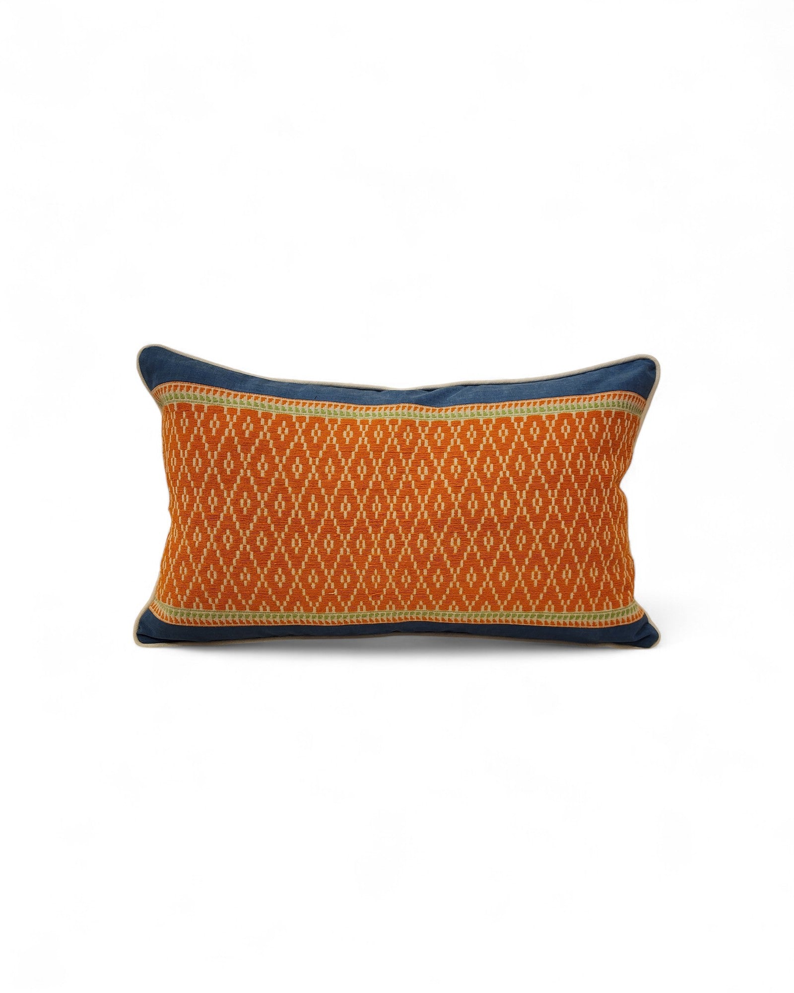 Heritage Khit Diamond Cushion - Orange & Blue