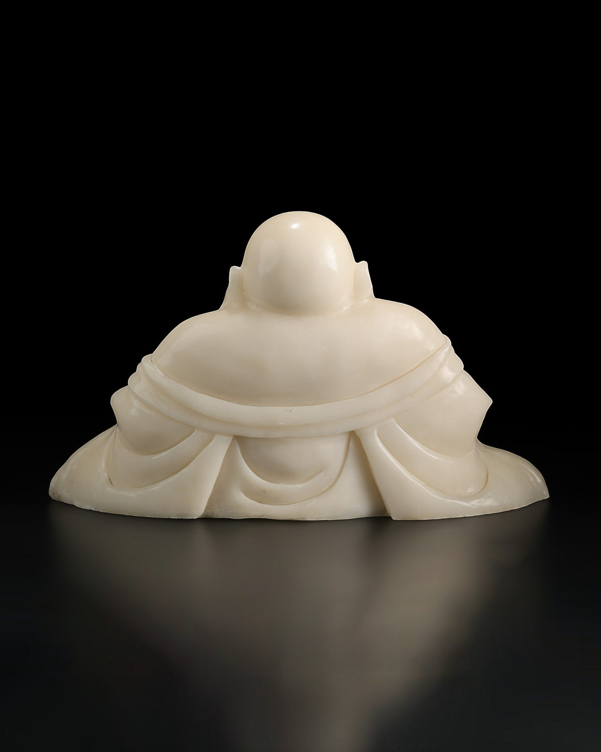 Chinese Carved White Stone Laughing Buddha Figure