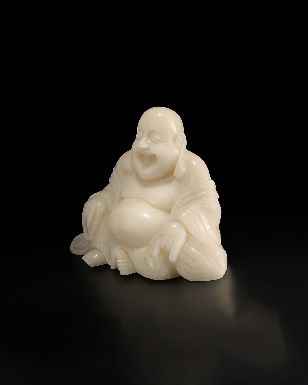 Chinese Carved White Stone Laughing Buddha Figure