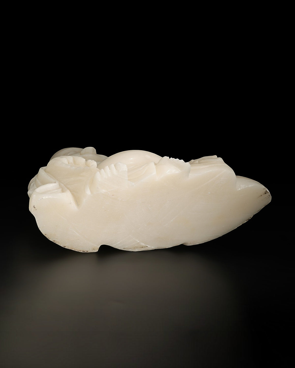 Chinese Carved White Stone Laughing Buddha Figure