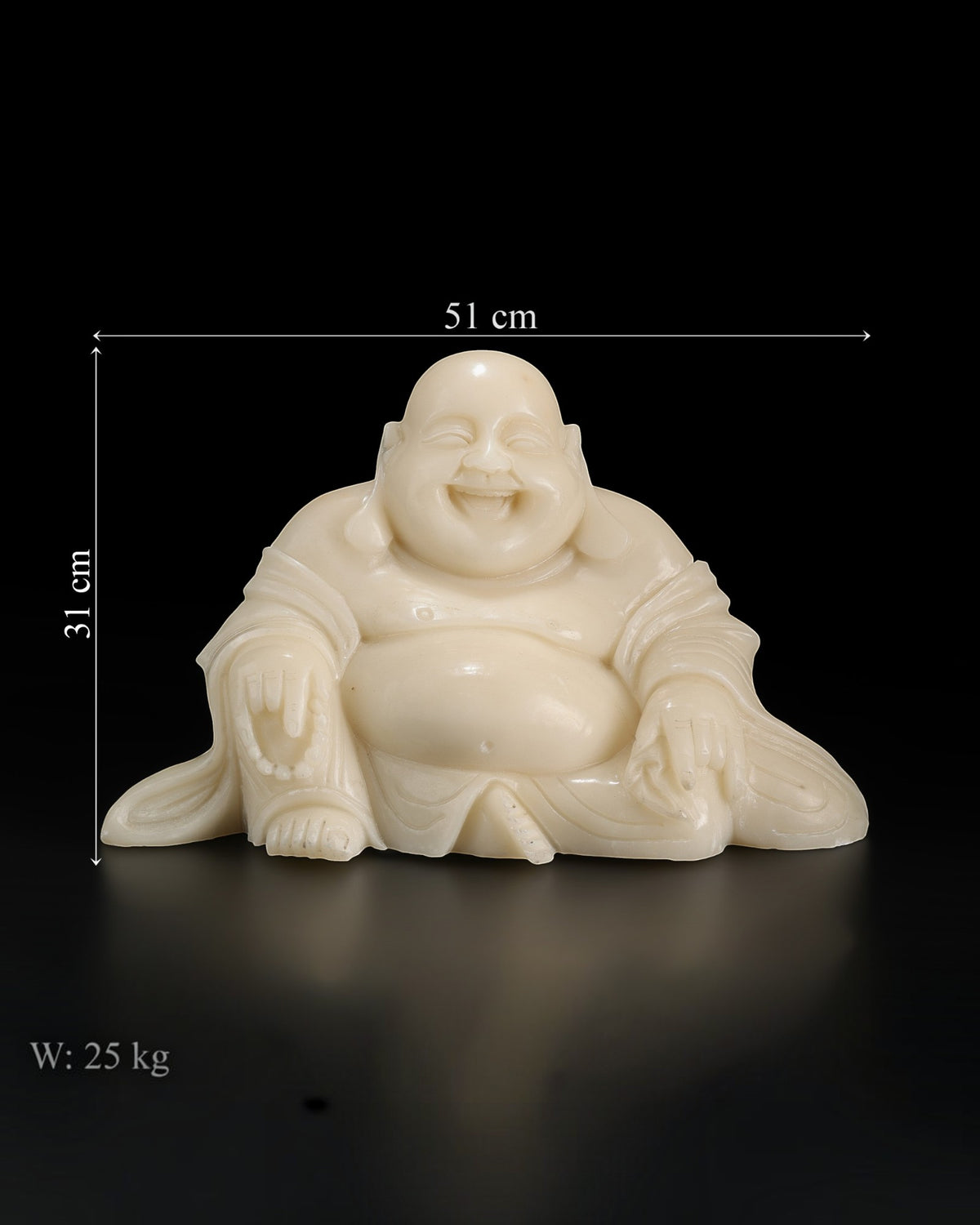 Chinese Carved White Stone Laughing Buddha Figure