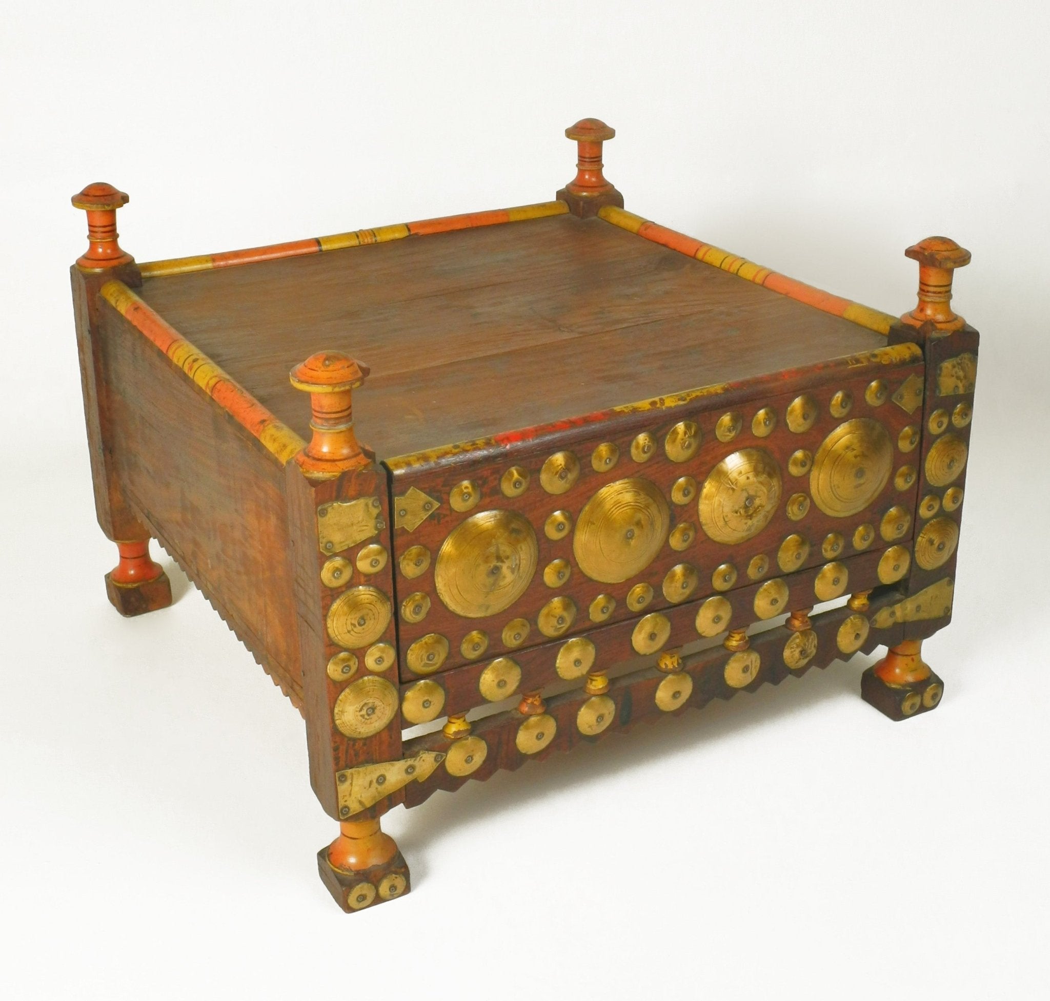 Early 20th - Century Punjab Brass - Studded Tea Table - Surround Living - 5