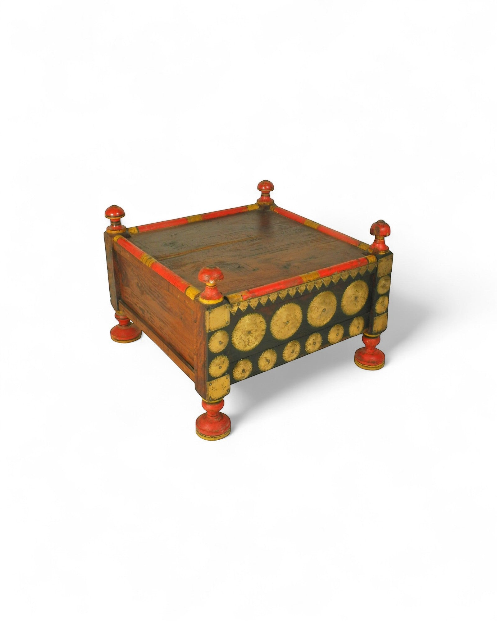 Early 20th-Century Punjab Brass-Studded Tea Table