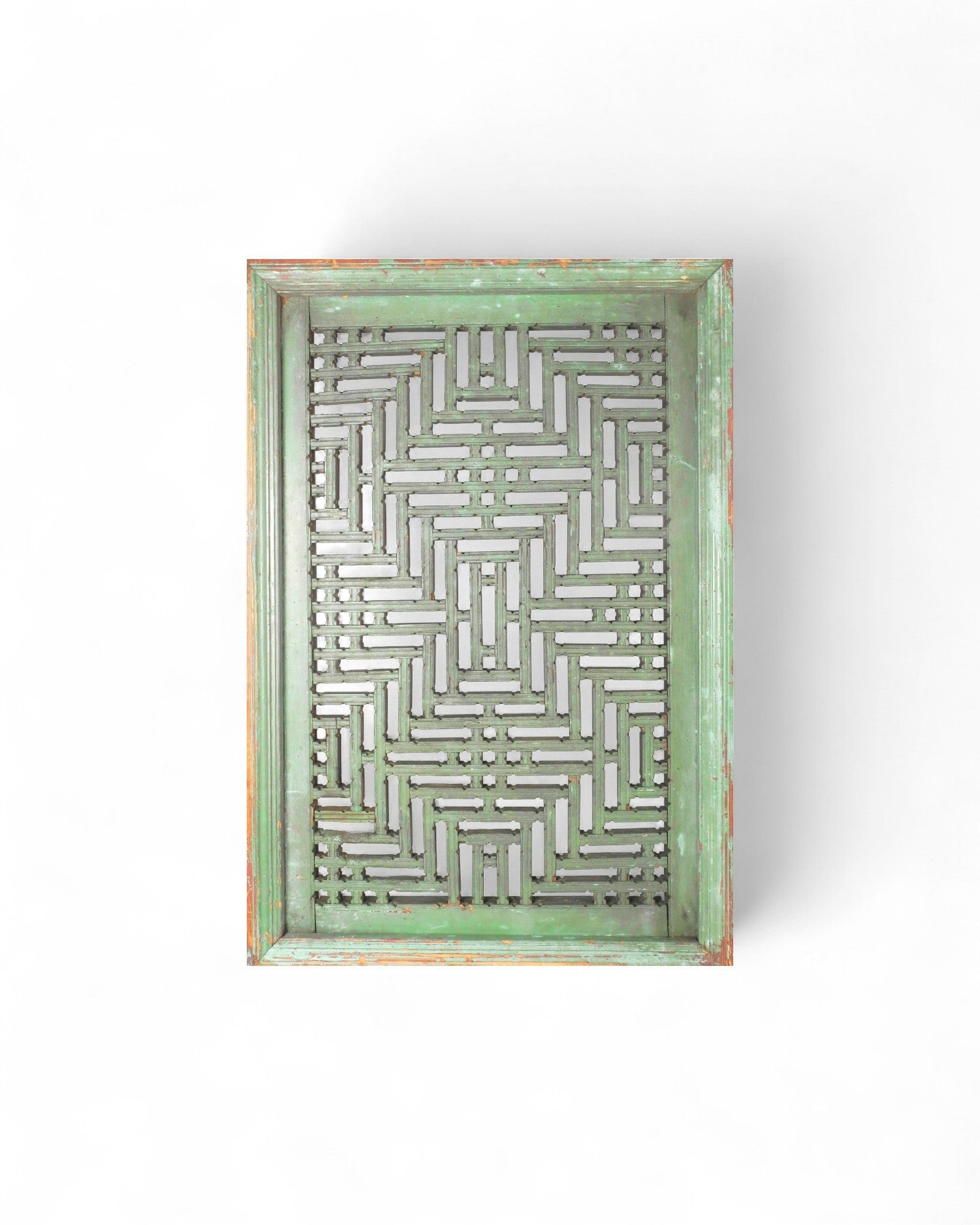 Pair of Punjabi Lattice Windows with Original Paint — 19th Century