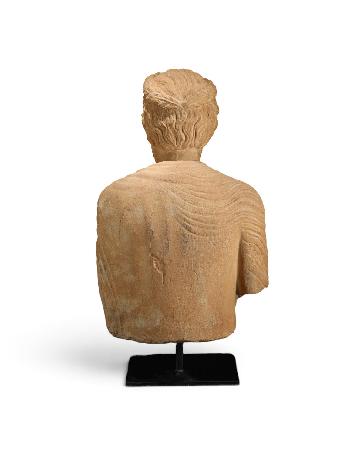 Ancient Greco Roman Large Stone Bust of Bearded Man Sculpture