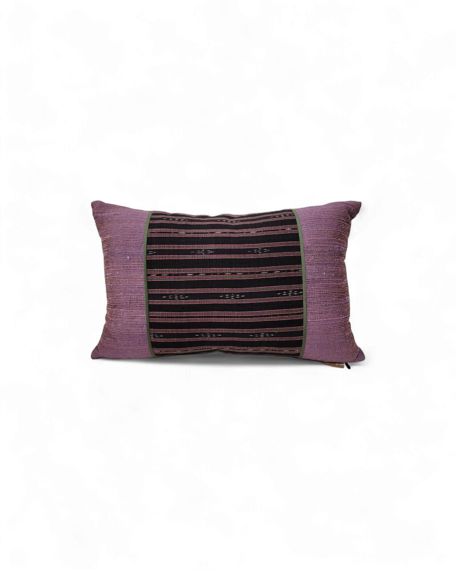 Rectangular Thai Textile Cushions – Indigo, Black Silk, and Sunset Orange - Set of 3