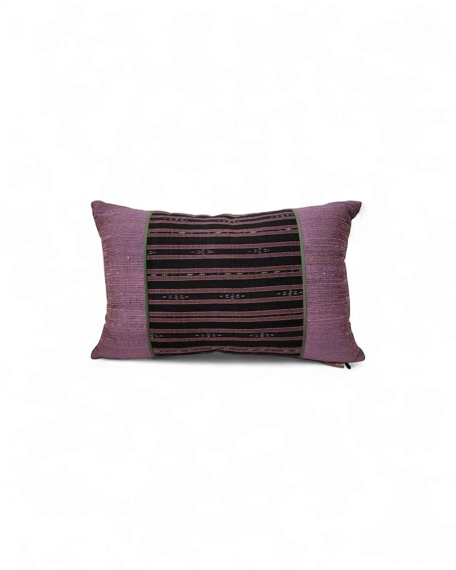 Rectangular Thai Textile Cushions – Indigo, Black Silk, and Sunset Orange - Set of 3