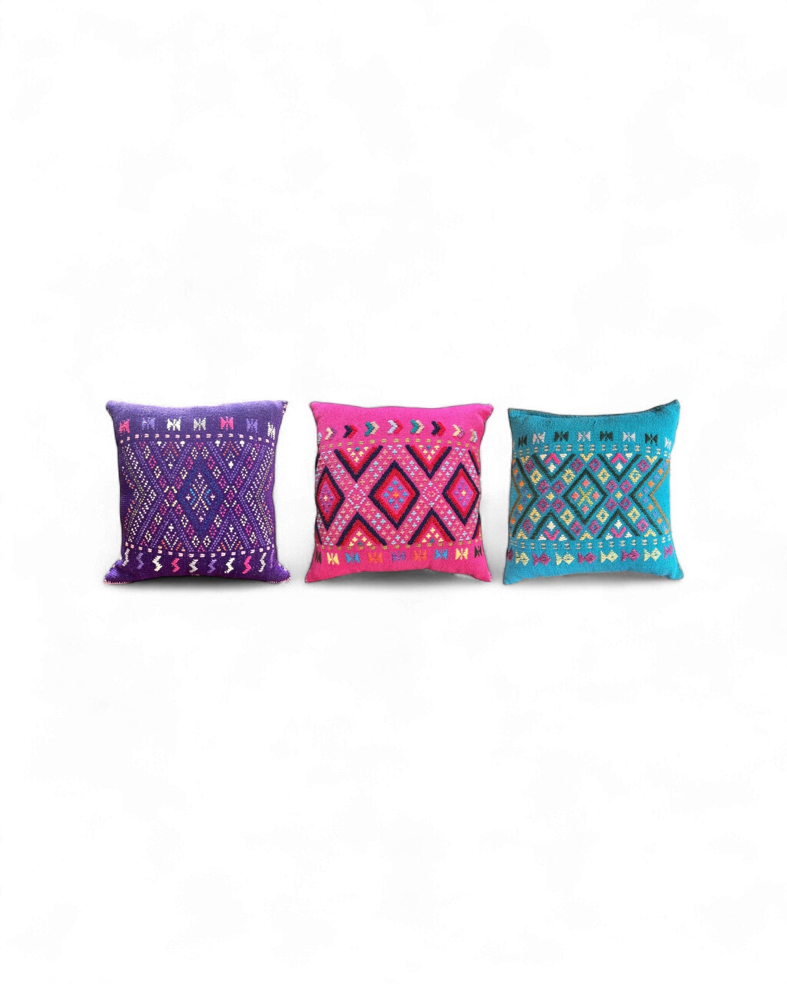 Vibrant Hilltribe Diamond Cushions - Set of 3