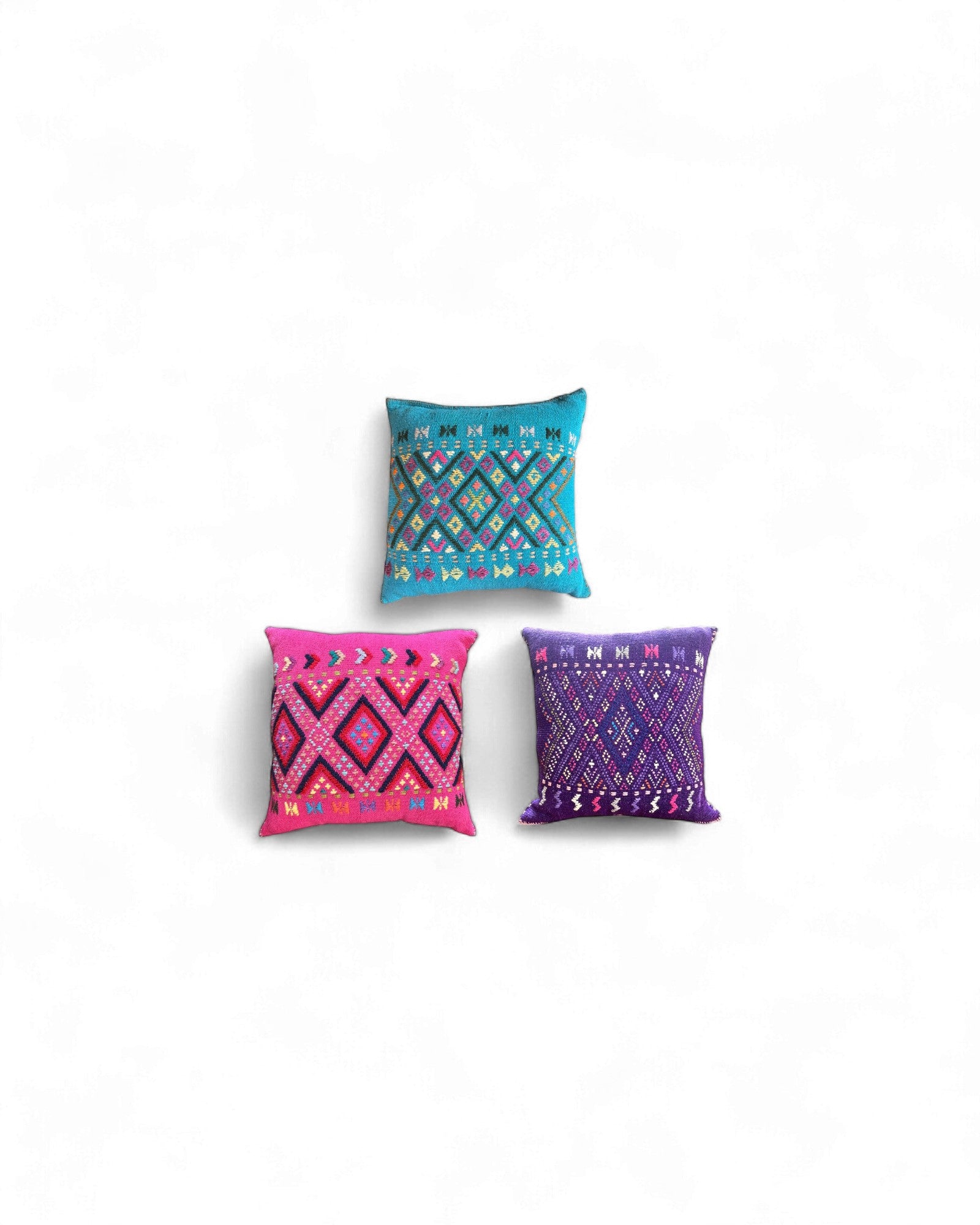 Vibrant Hilltribe Diamond Cushions - Set of 3