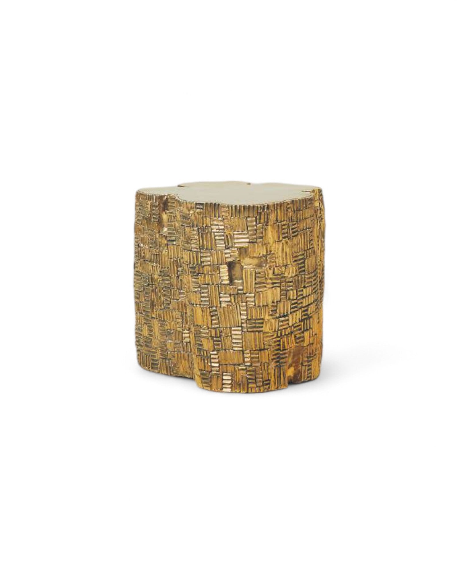Log Stool (L) - Polished Brass