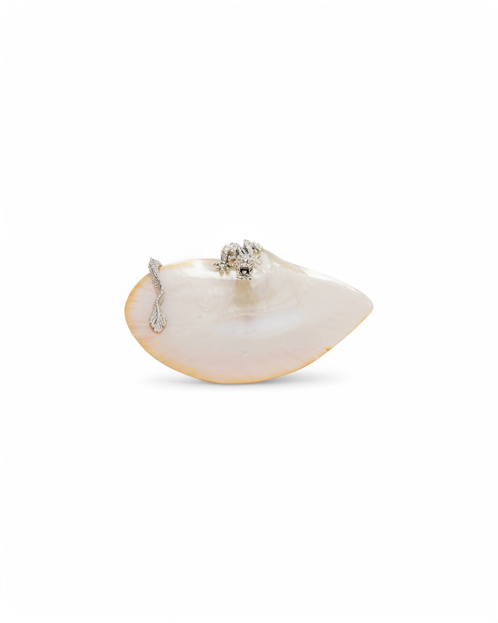 Mother of Pearl Canape Plate with Silver Swirling Dragon