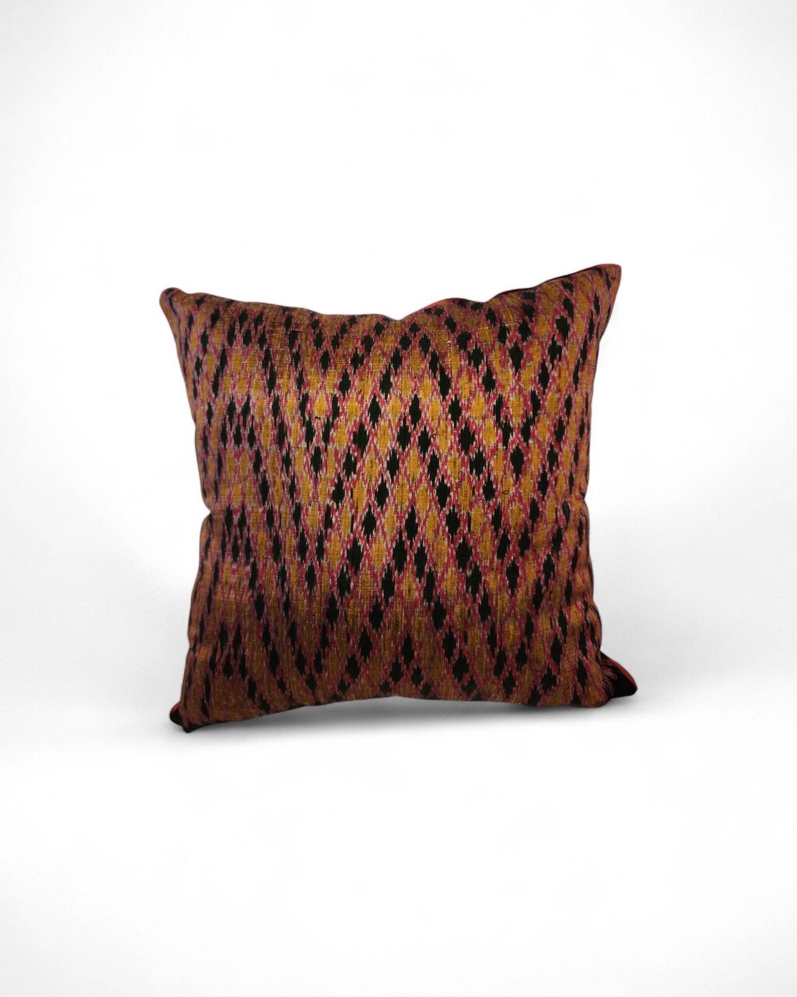 Handwoven mudmee Silk Square cushion - Amber