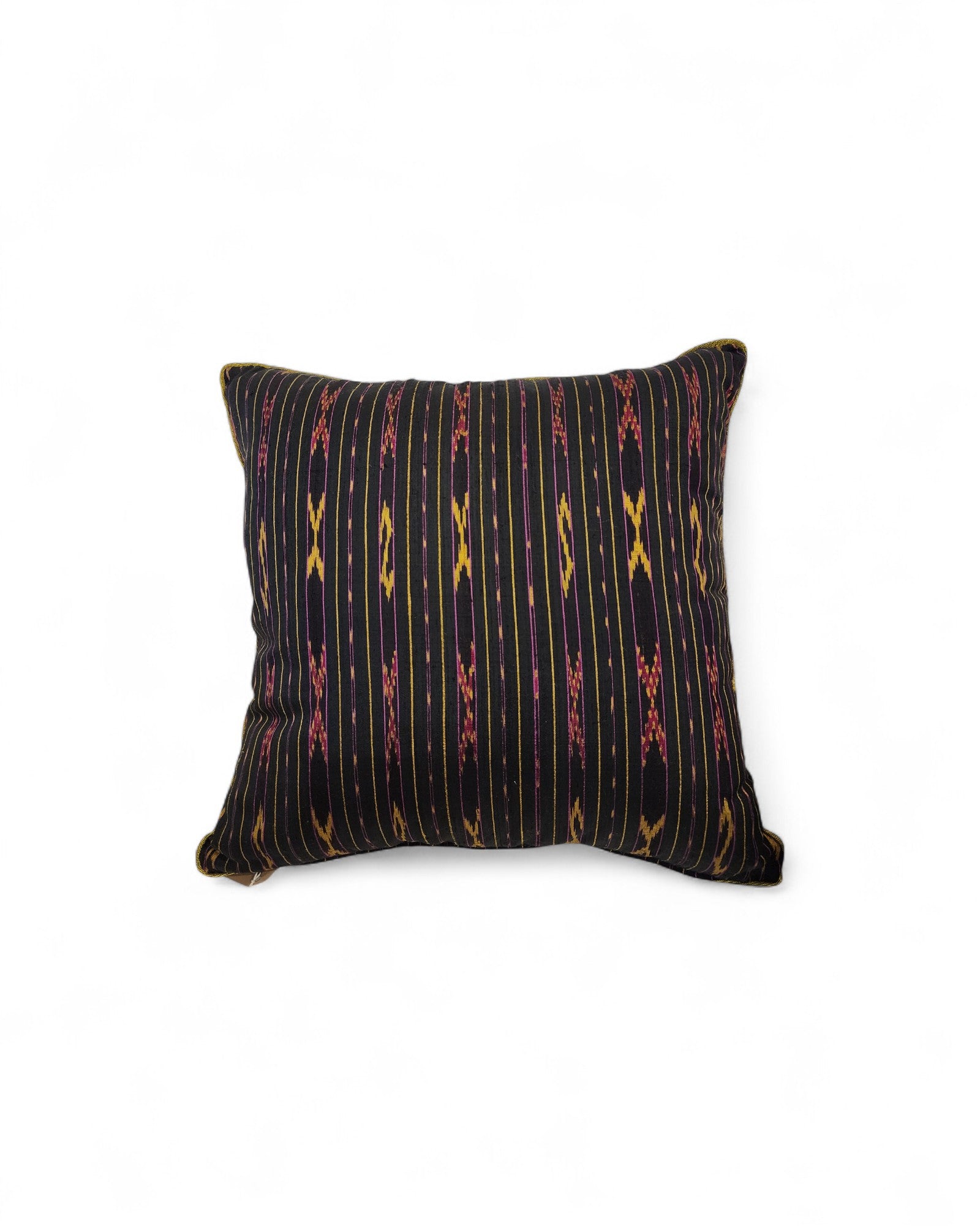 Handwoven Mudmee Silk  Square cushion - Black & Burnt Orange