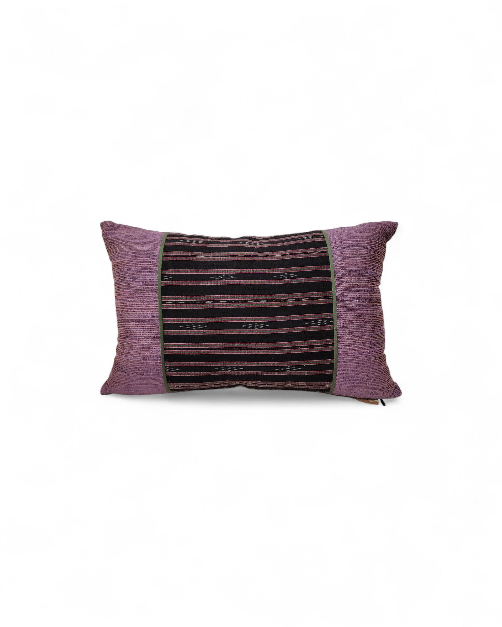 Lumbar Cushion in Handwoven Silk & Mudmee Silk Centre - Muted Plum