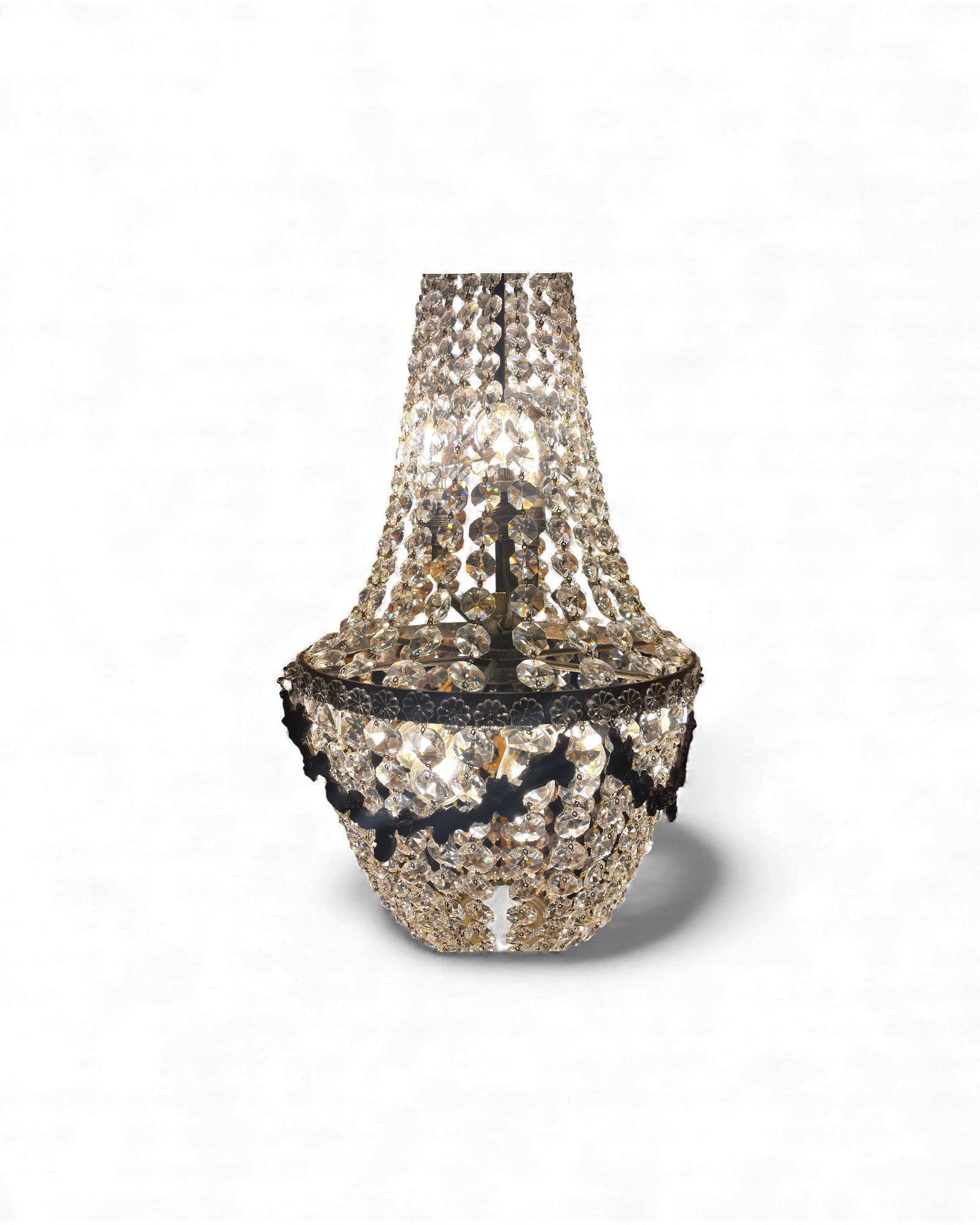 Basket-Shaped Crystal Chandelier