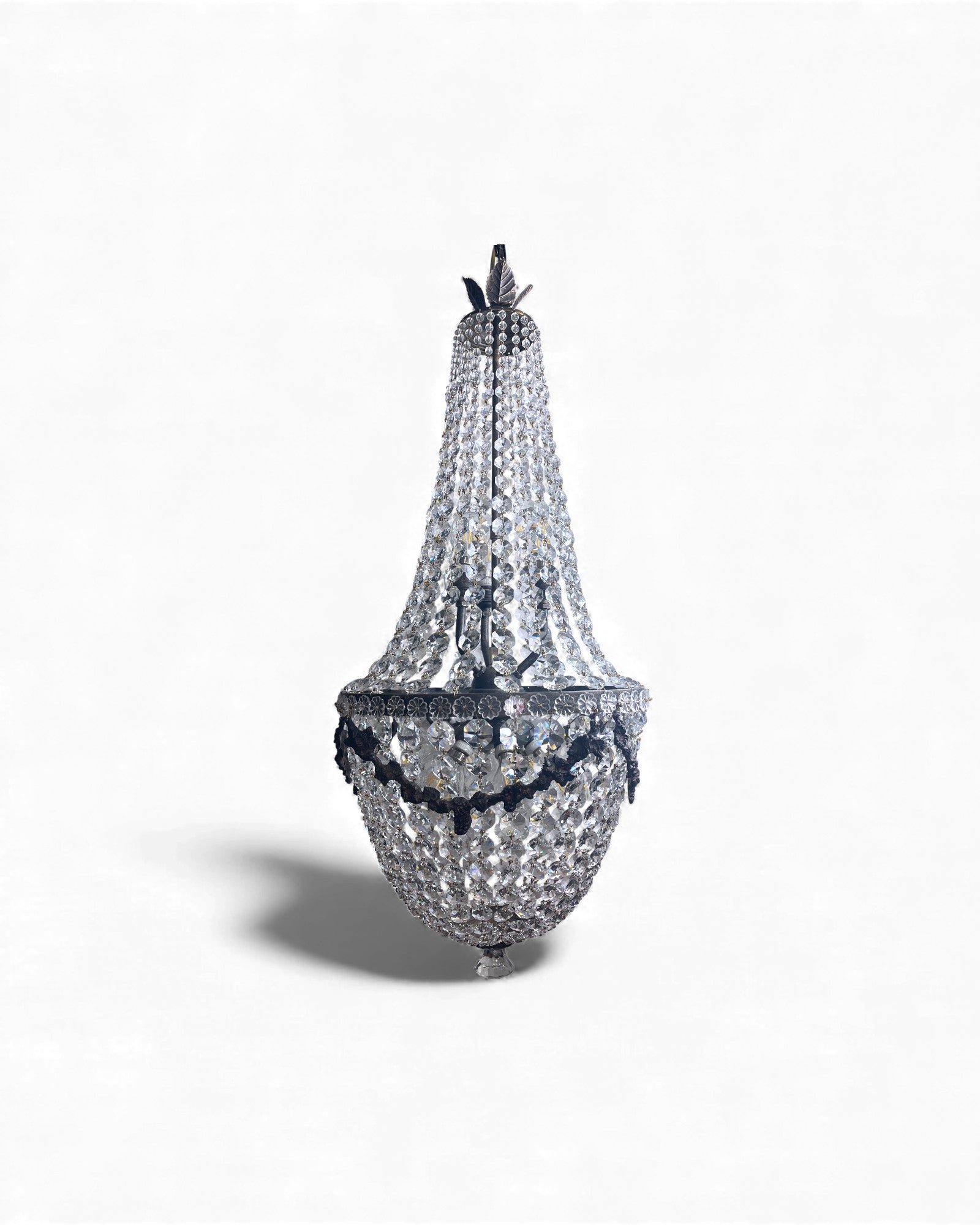 Basket-Shaped Crystal Chandelier