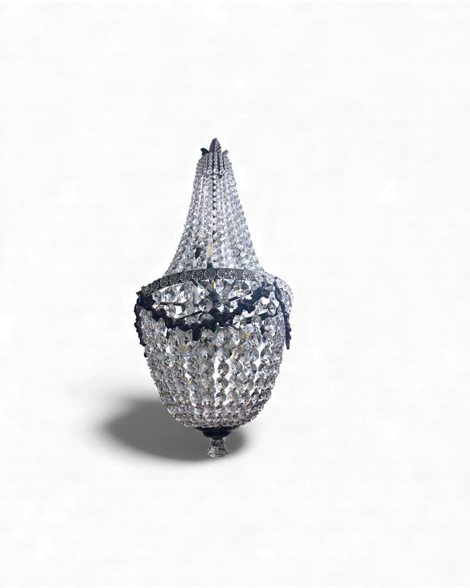 Basket-Shaped Crystal Chandelier