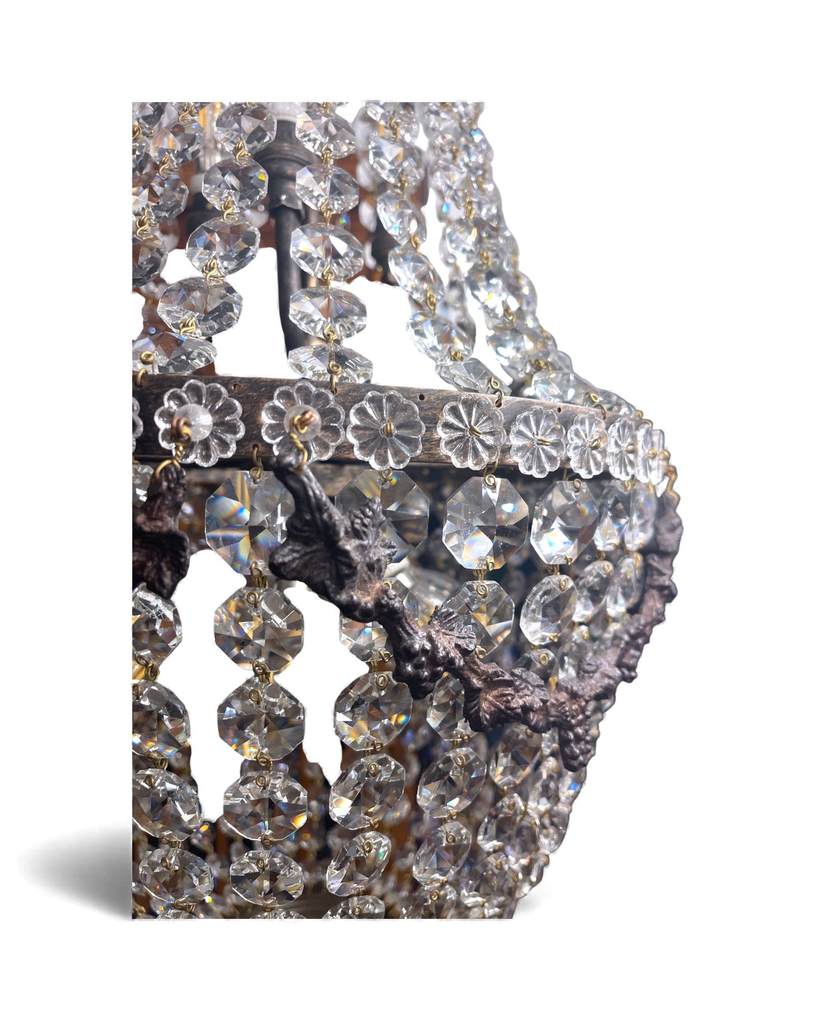 Basket-Shaped Crystal Chandelier