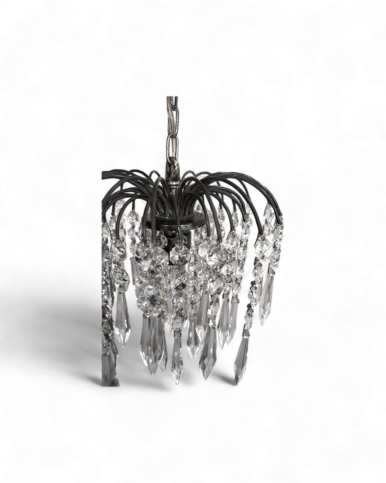 Vintage Waterfall-Style Tiered Crystal Chandelier