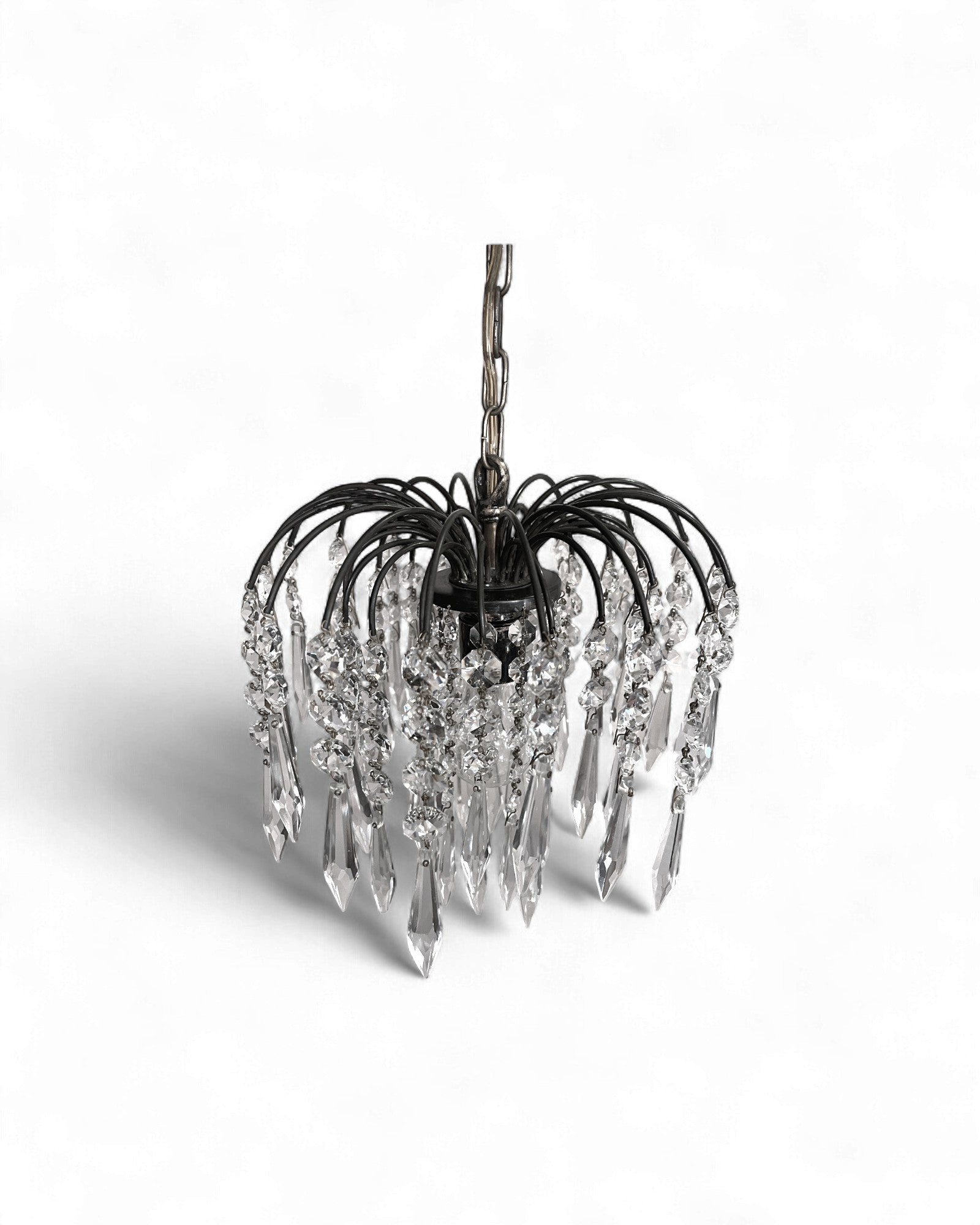 Vintage Waterfall-Style Tiered Crystal Chandelier