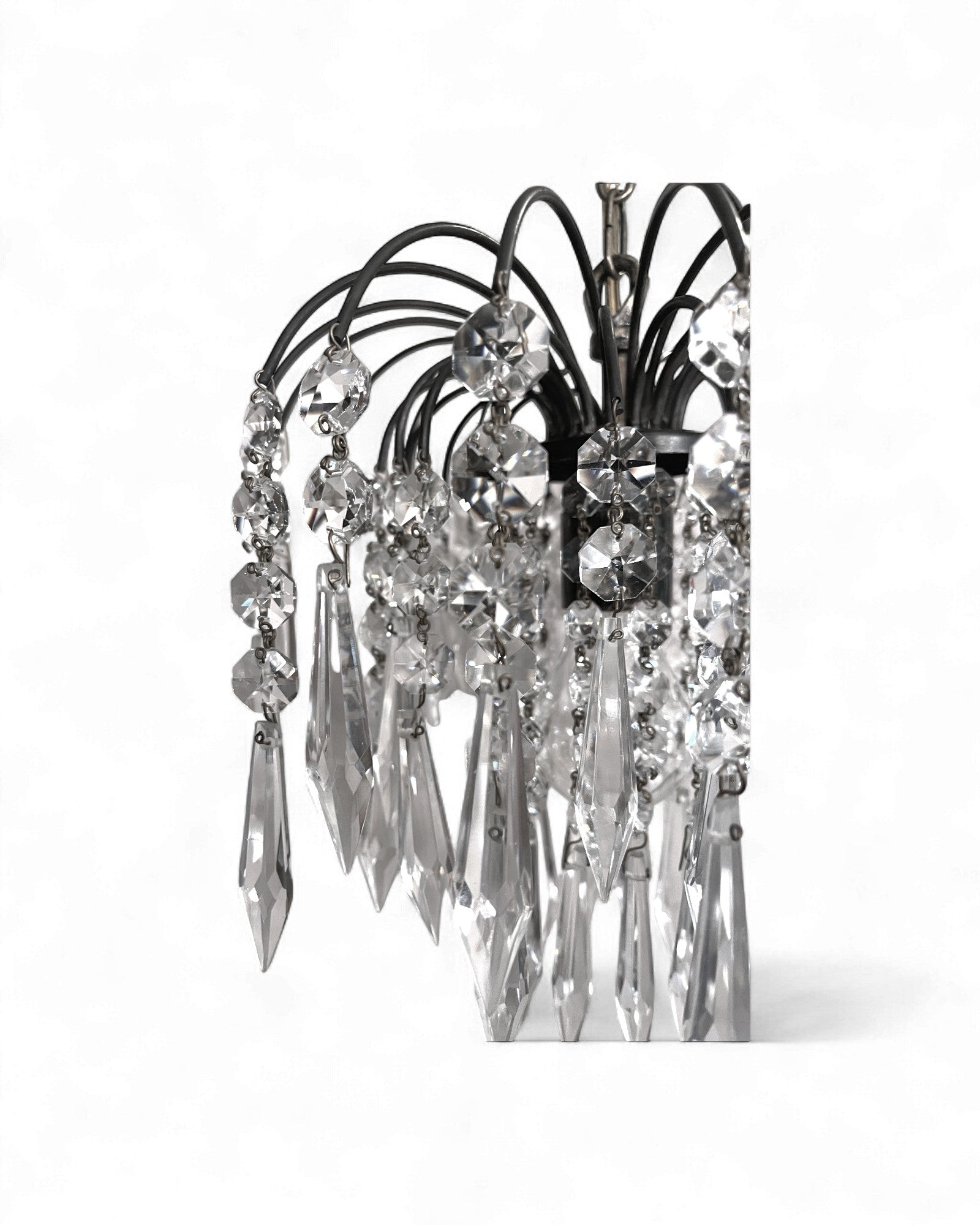 Vintage Waterfall-Style Tiered Crystal Chandelier