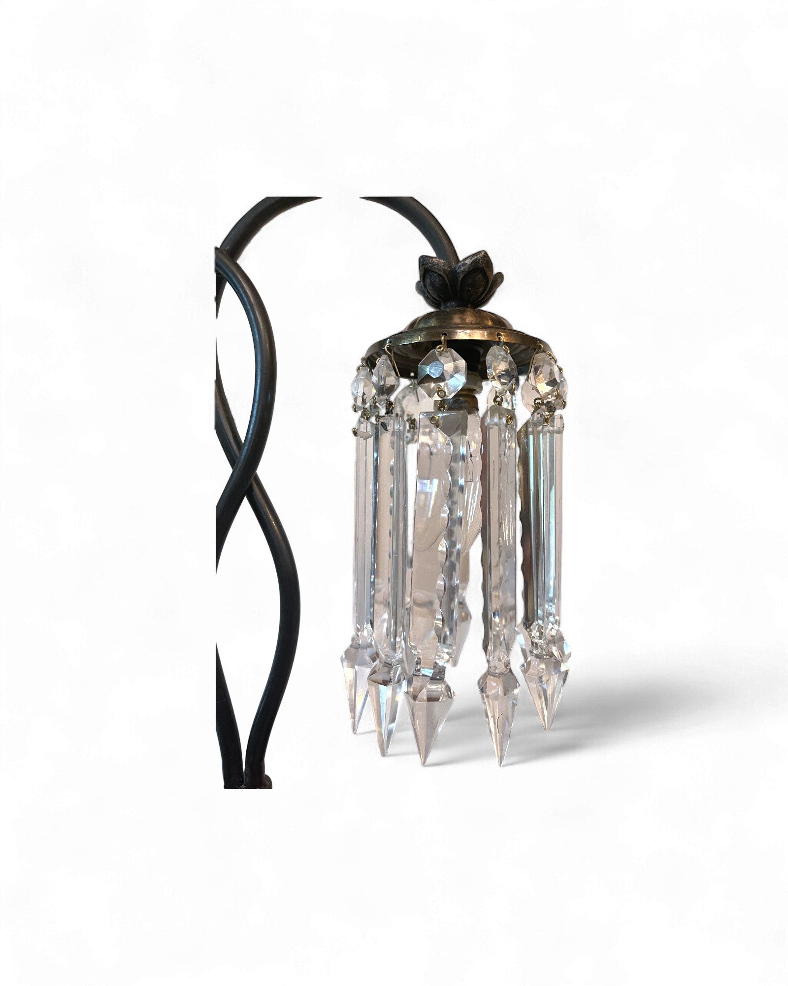 Vintage-Style Metal & Crystal “Waterfall” Two-Light Table Lamp