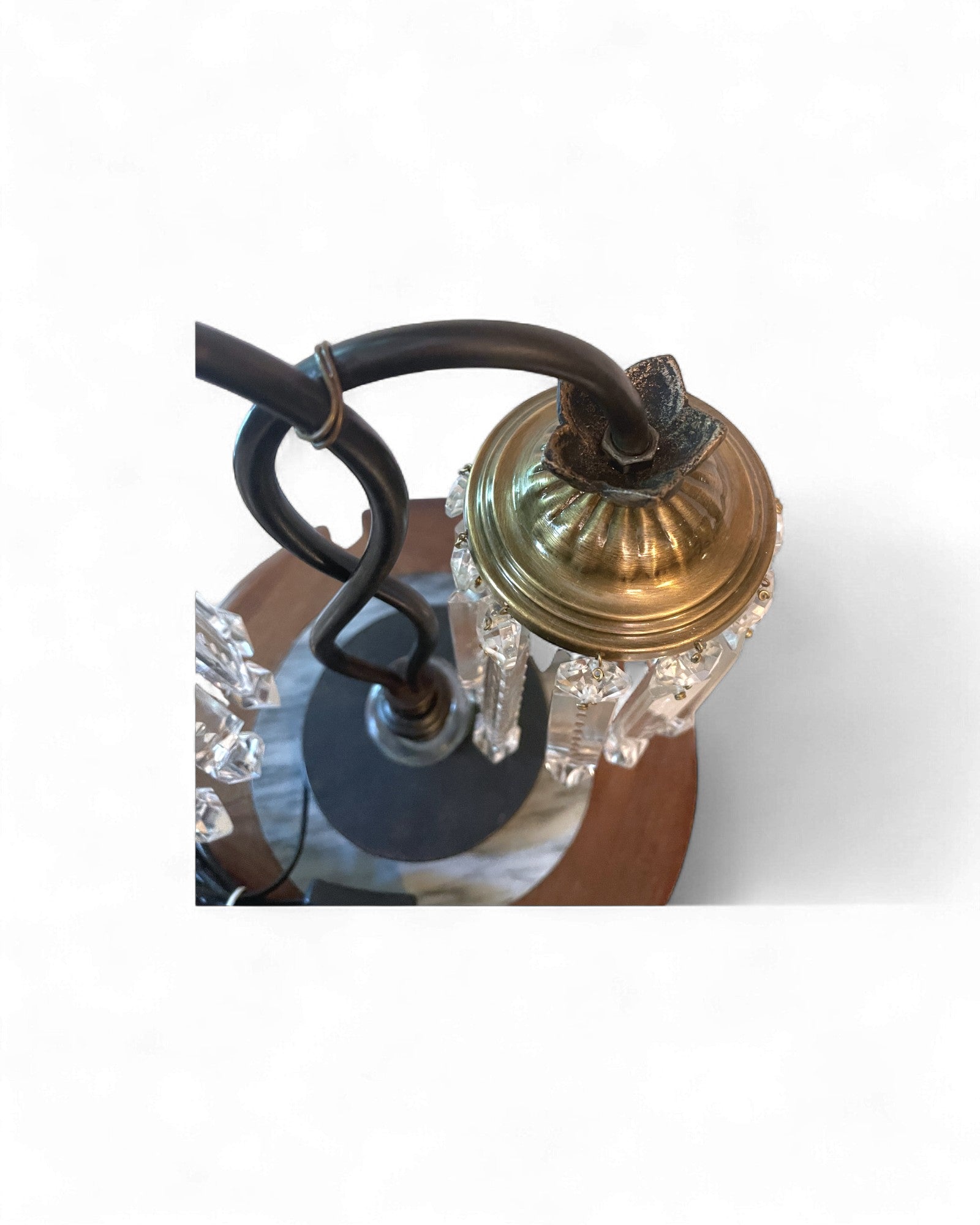 Vintage-Style Metal & Crystal “Waterfall” Two-Light Table Lamp