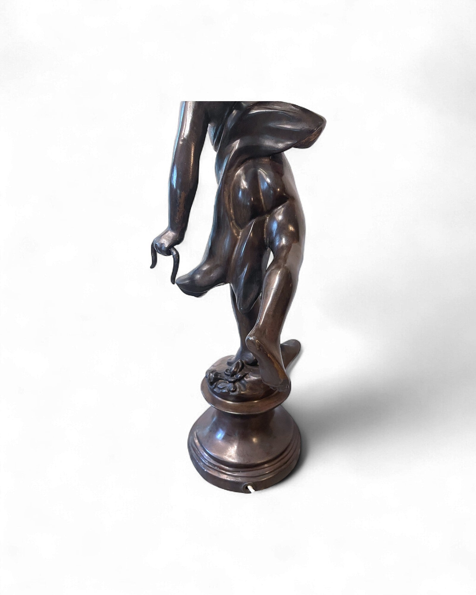 Rococo-Style Cherub Bronze Lamp with Crystal-Prism Shade