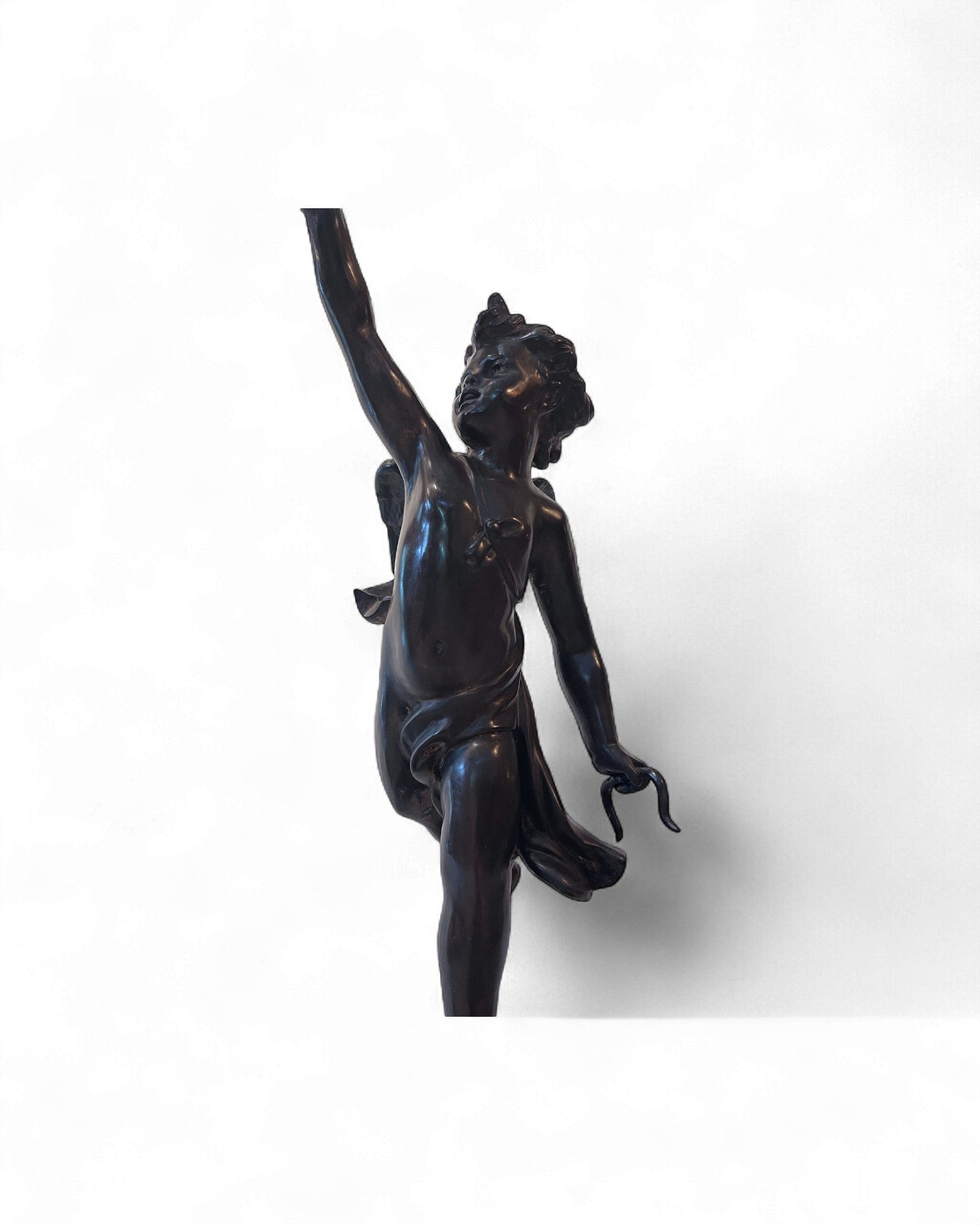 Rococo-Style Cherub Bronze Lamp with Crystal-Prism Shade