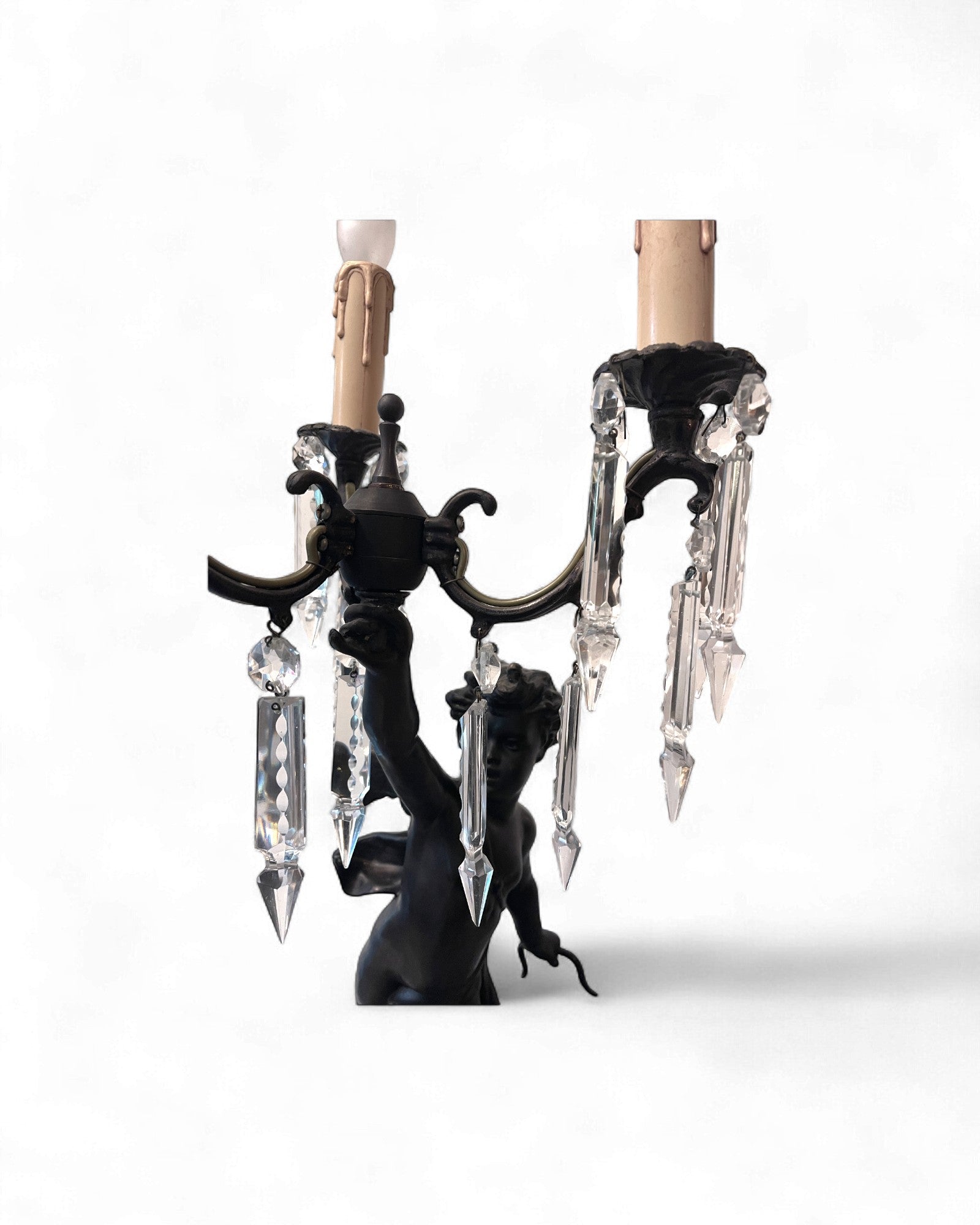 Bronze Cherub Girandole Candelabra Lamp - 3 Light