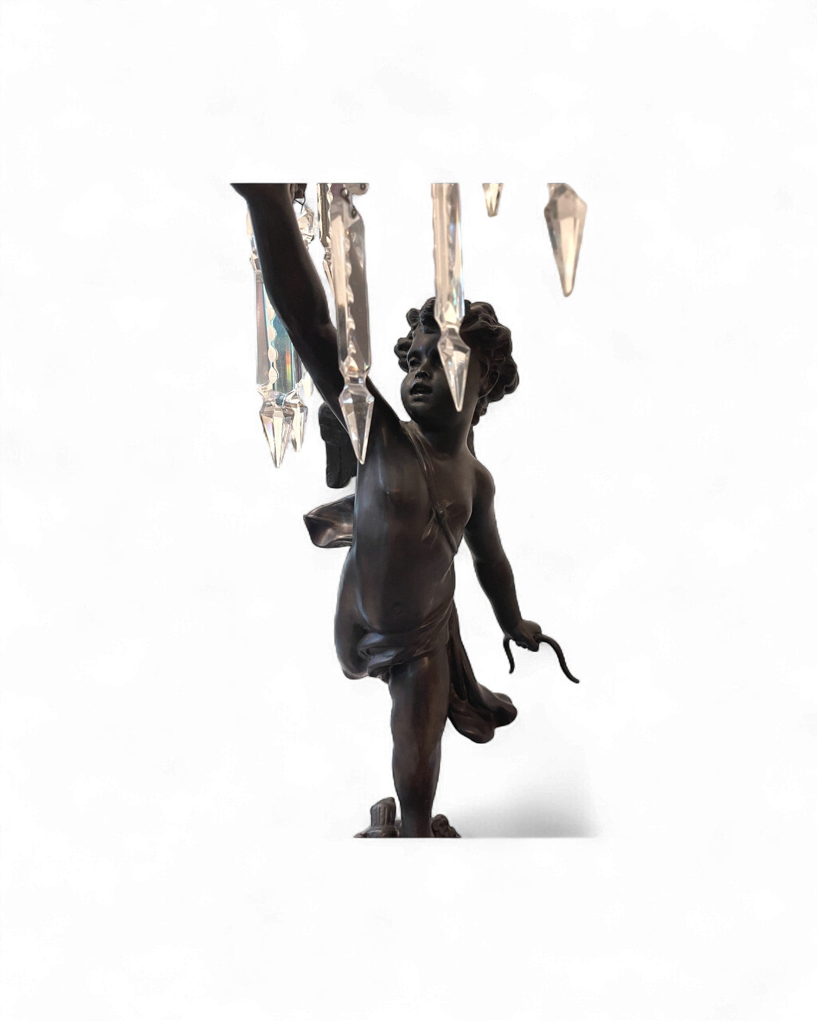 Bronze Cherub Girandole Candelabra Lamp - 3 Light