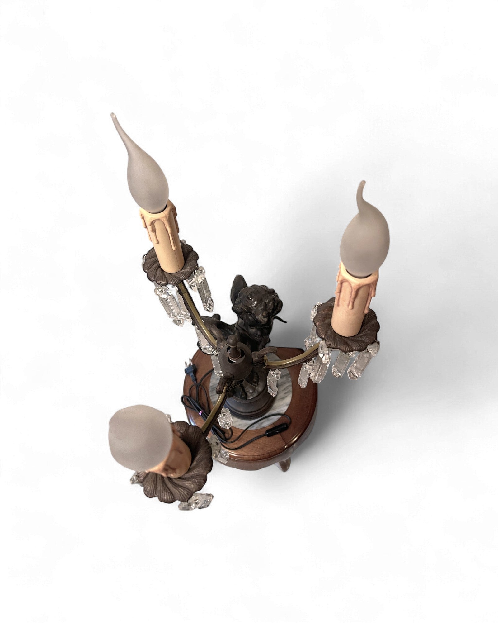 Bronze Cherub Girandole Candelabra Lamp - 3 Light
